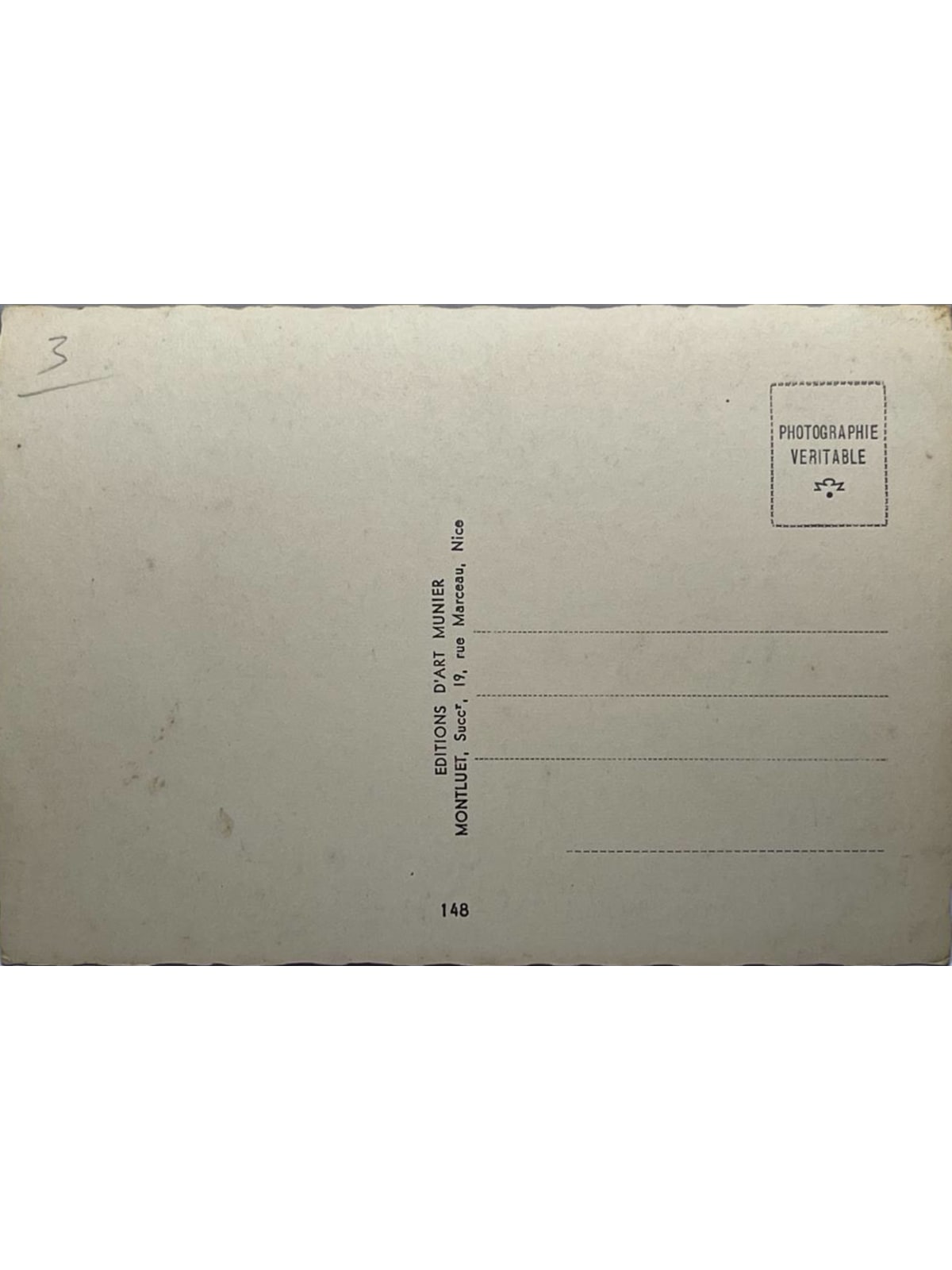 Verso de la carte postale