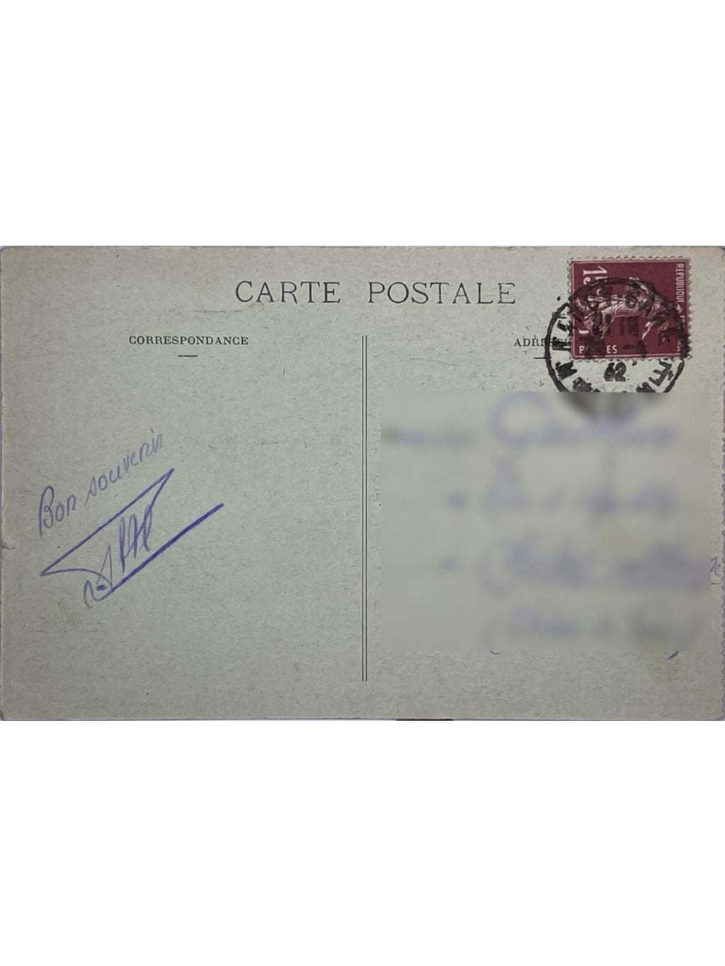 Verso de la carte postale