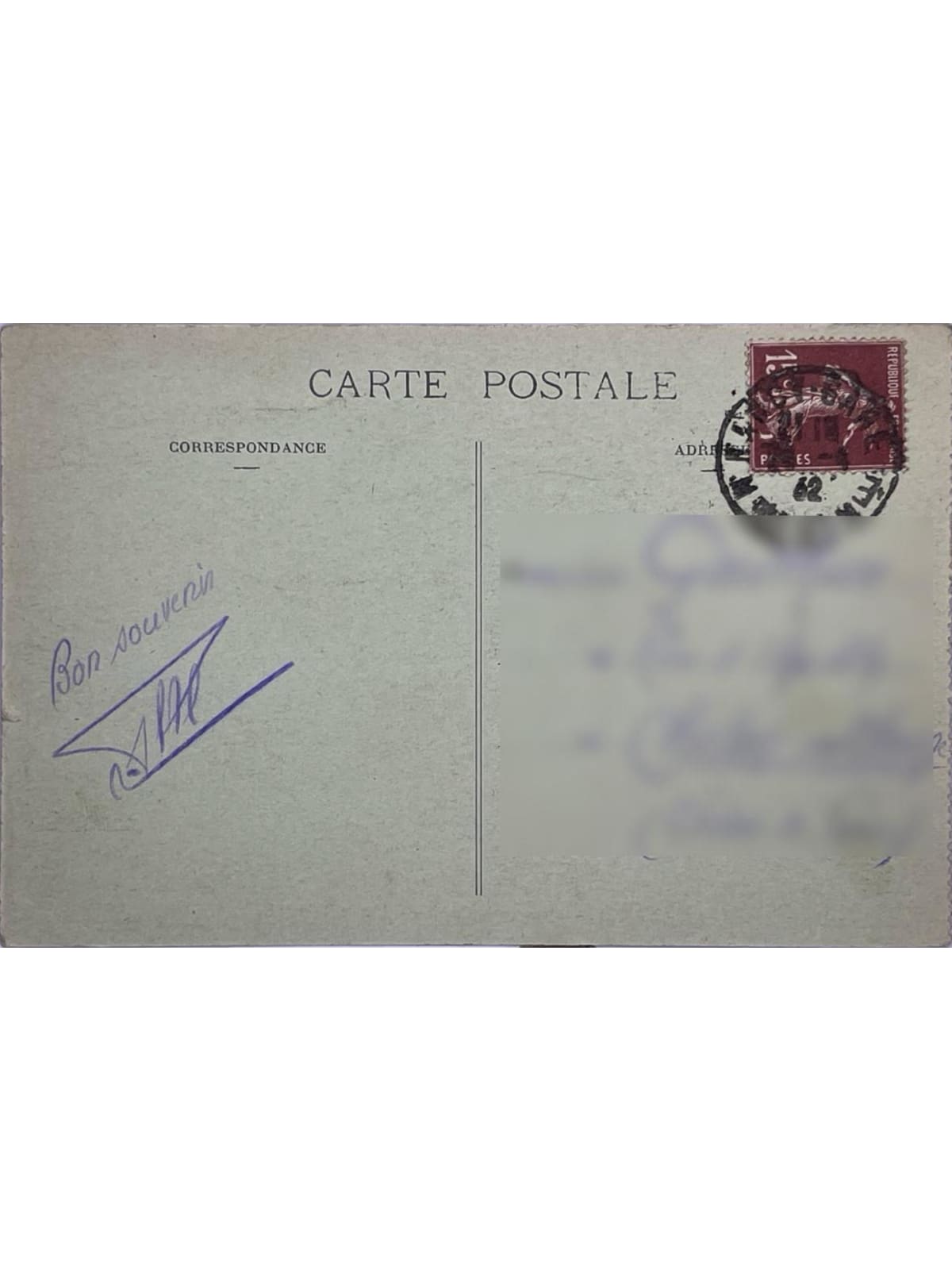 Verso de la carte postale