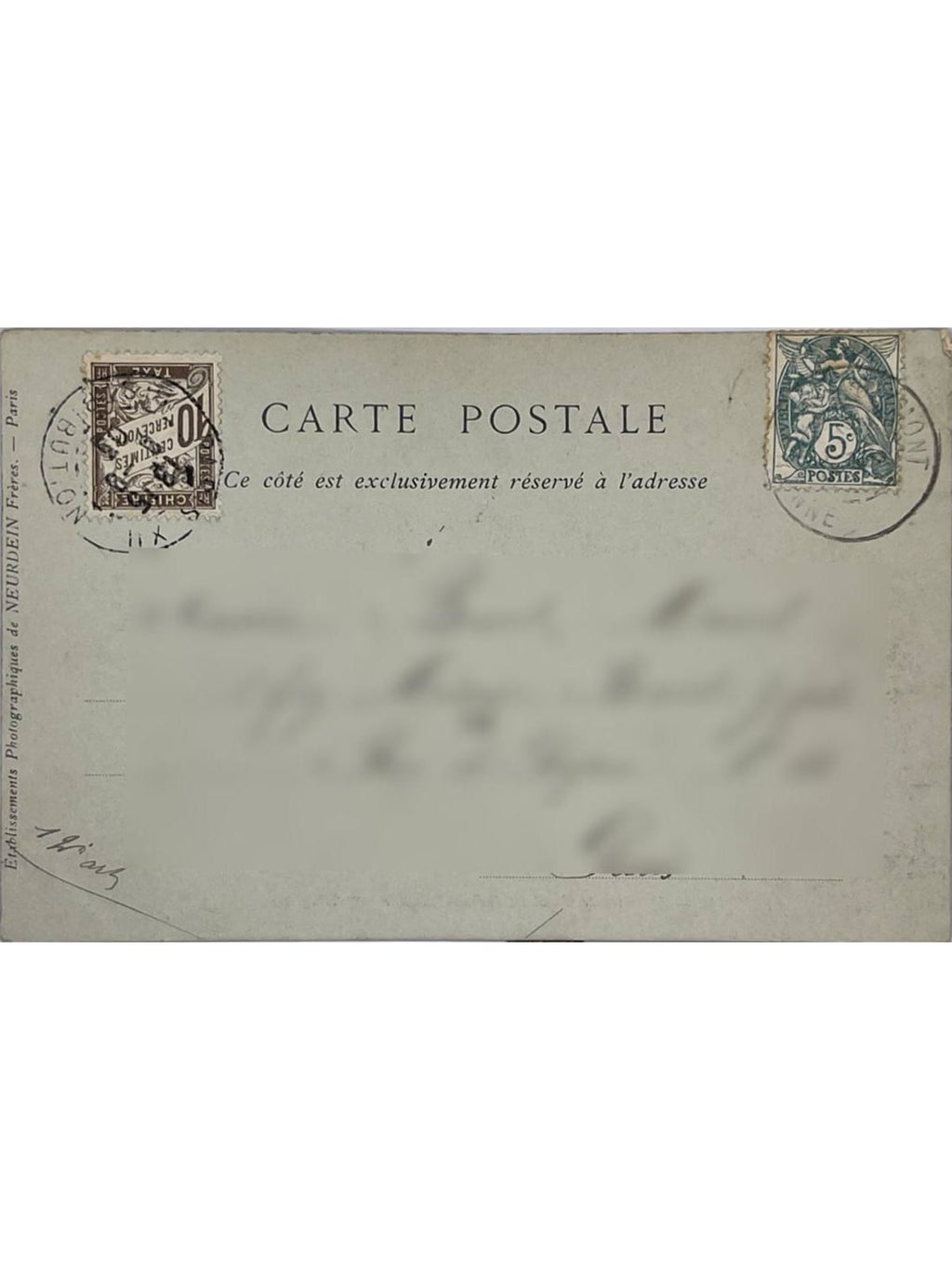 Verso de la carte postale