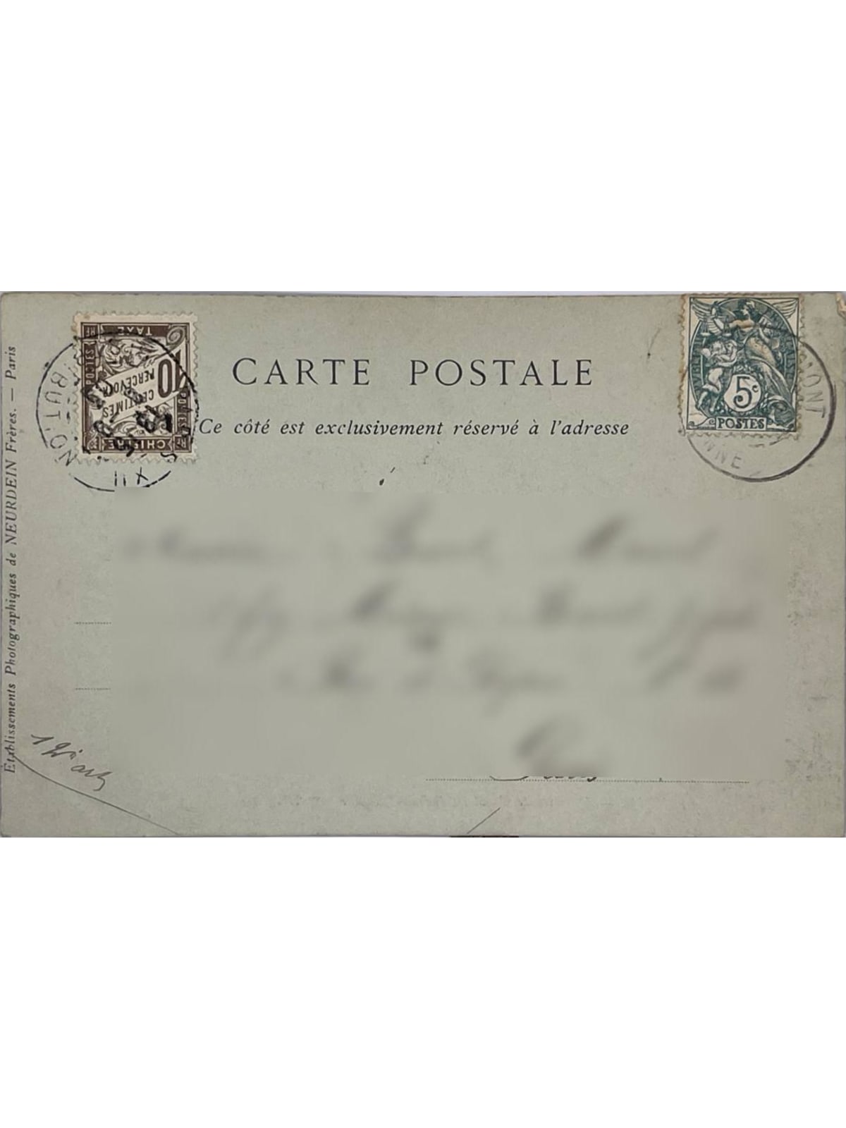Verso de la carte postale