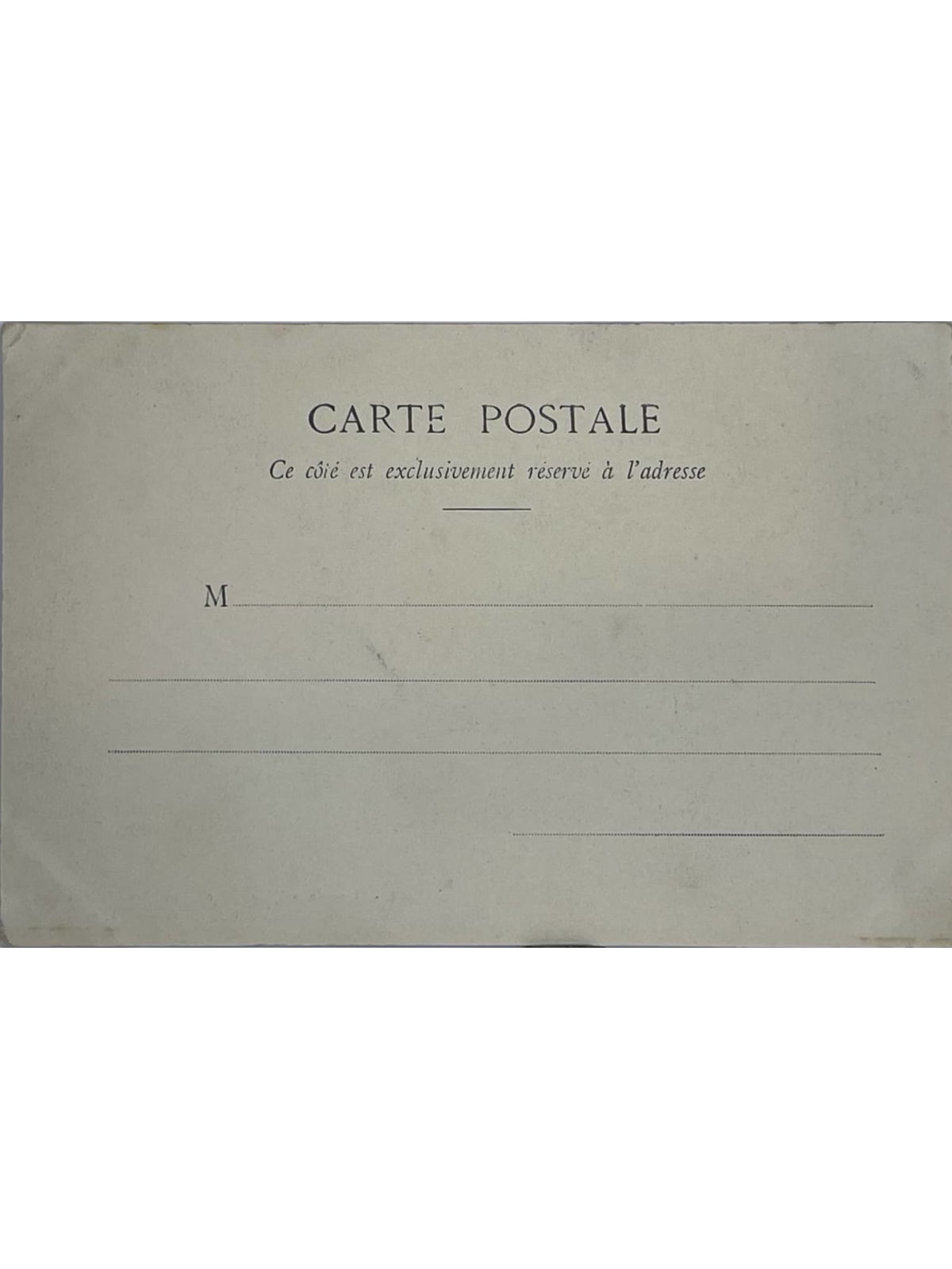 Verso de la carte postale