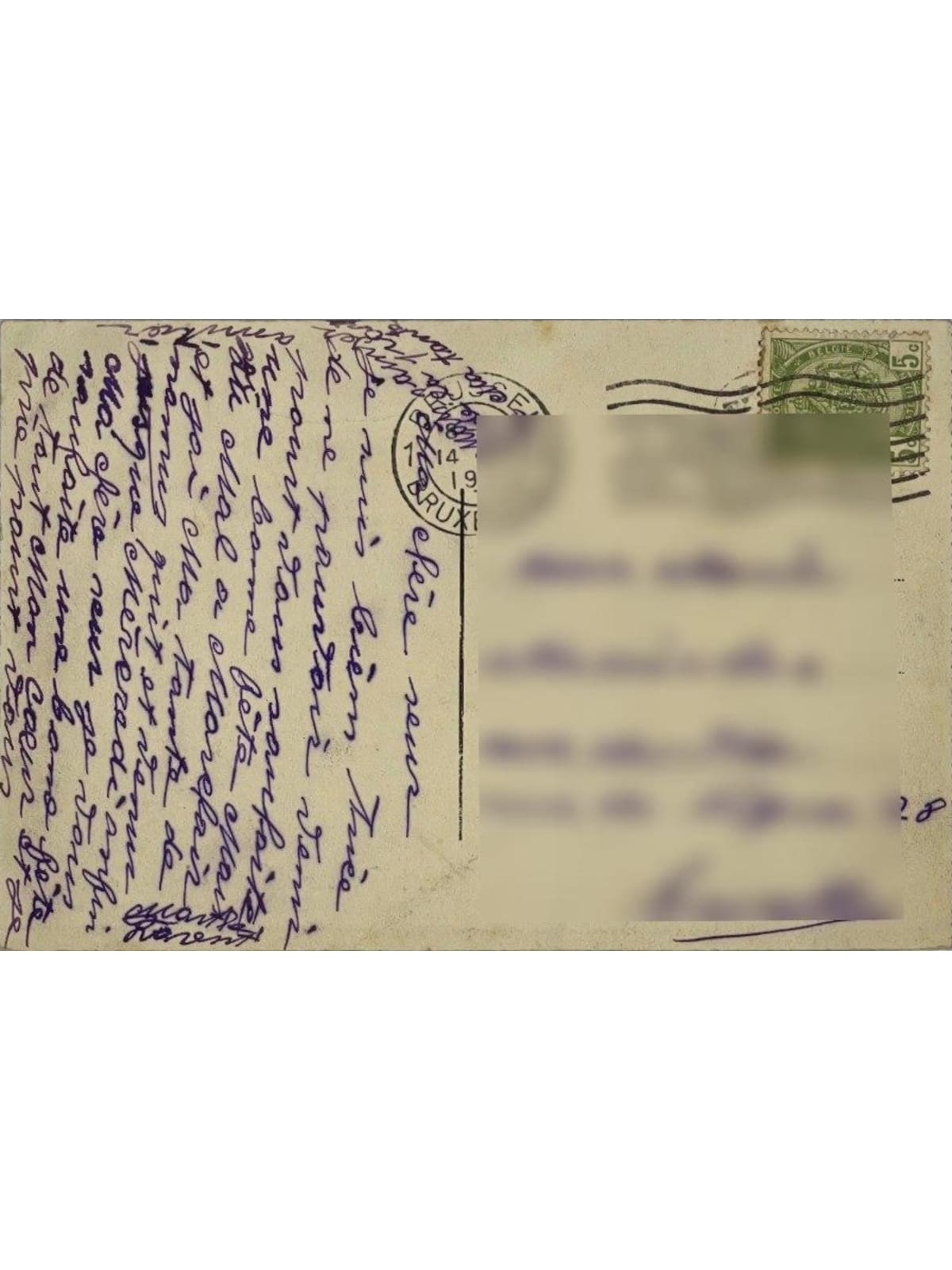 Verso de la carte postale