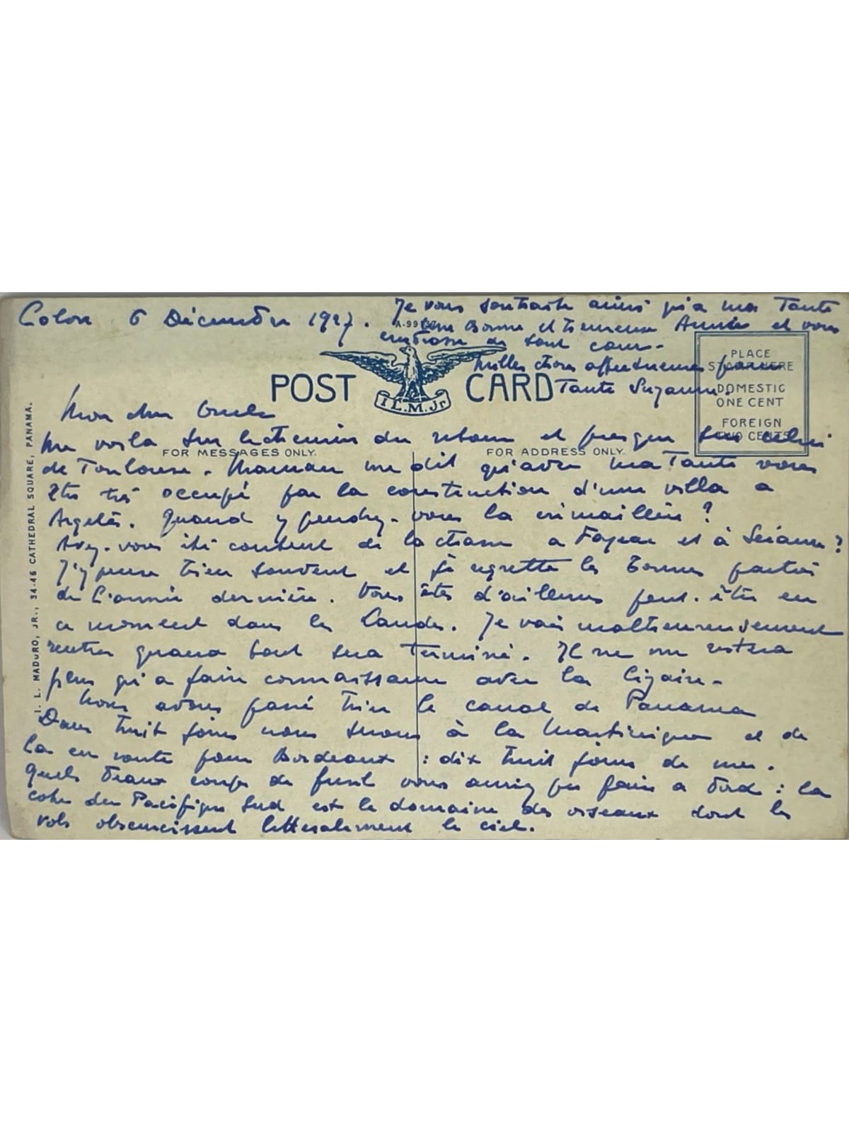 Verso de la carte postale