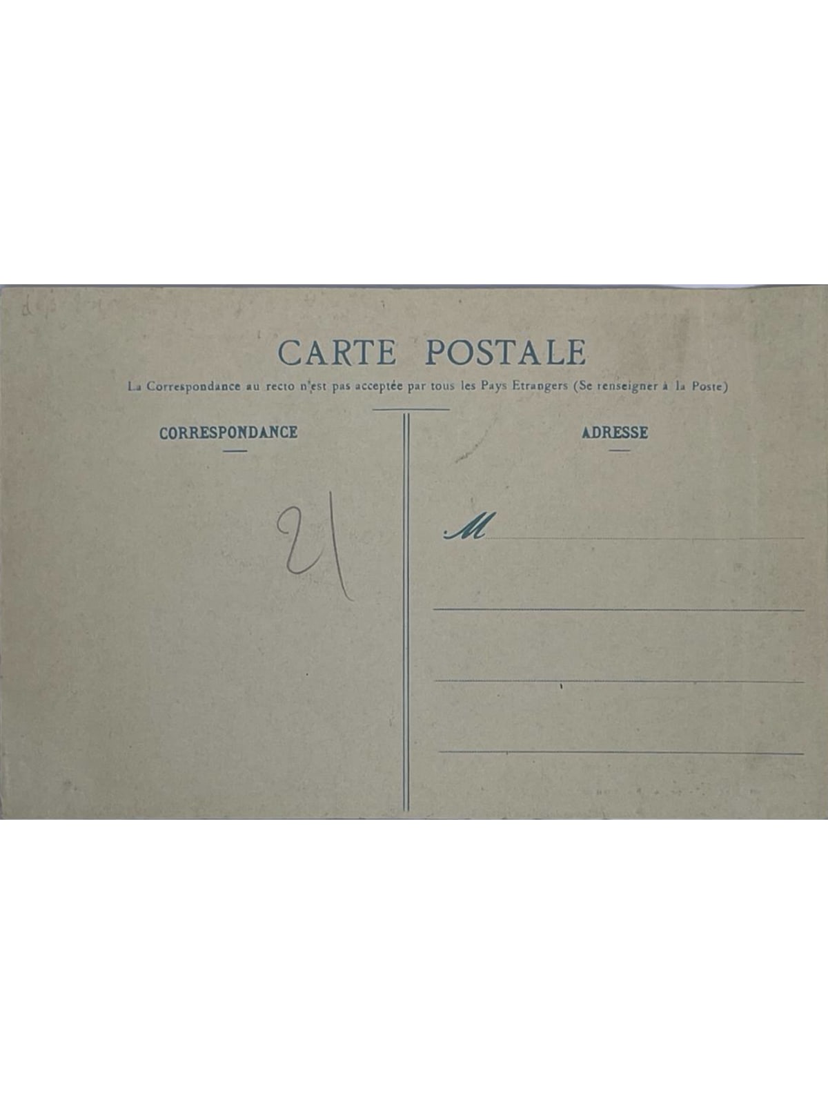 Verso de la carte postale