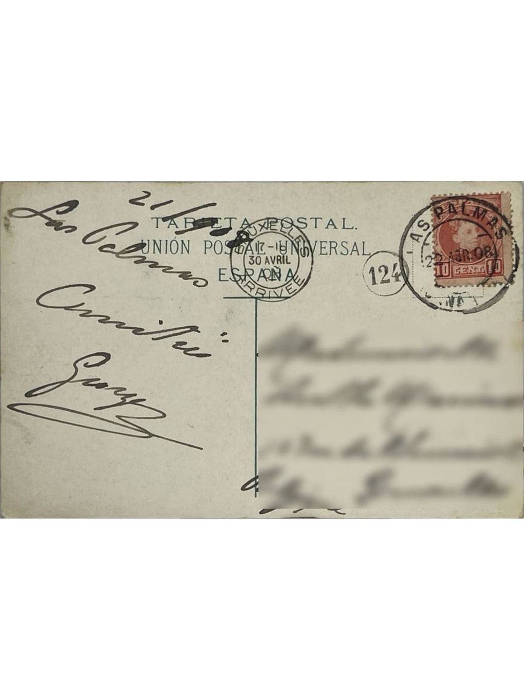 Verso de la carte postale