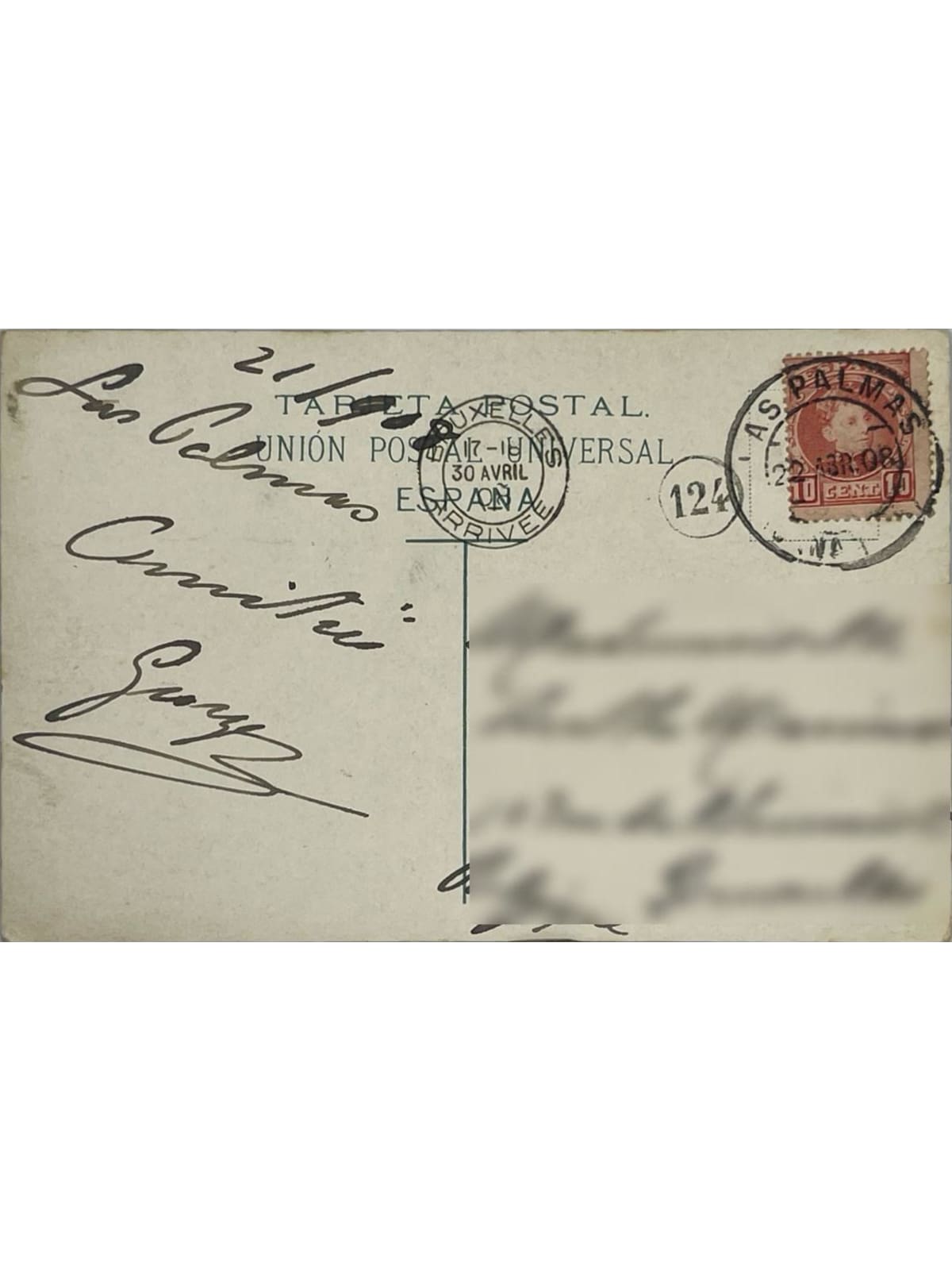Verso de la carte postale