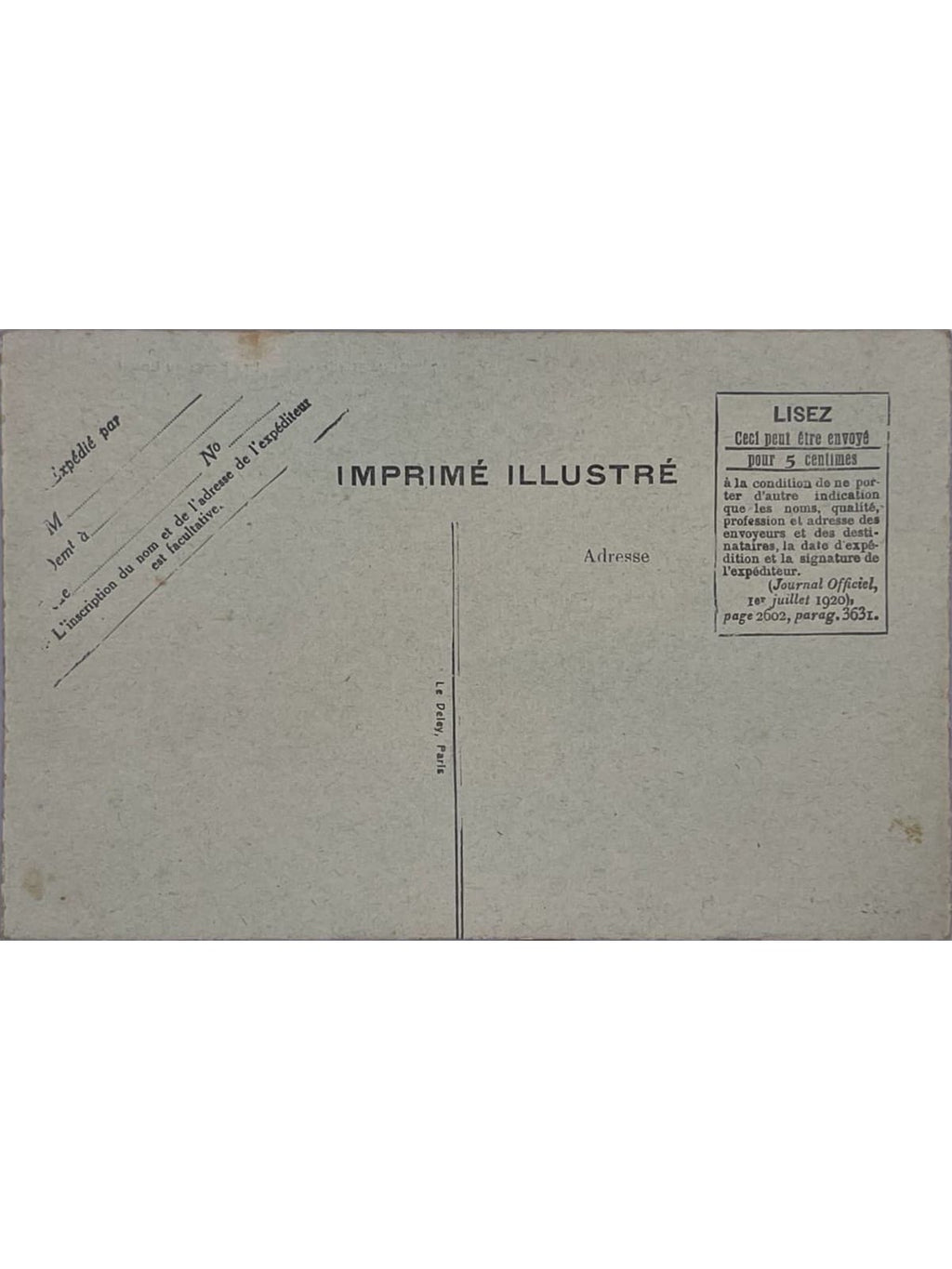 Verso de la carte postale