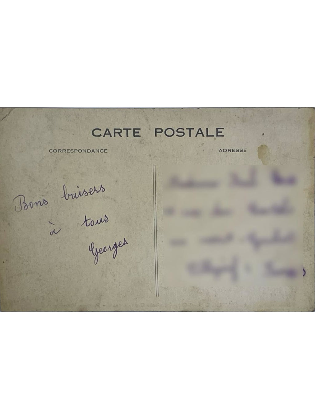 Verso de la carte postale