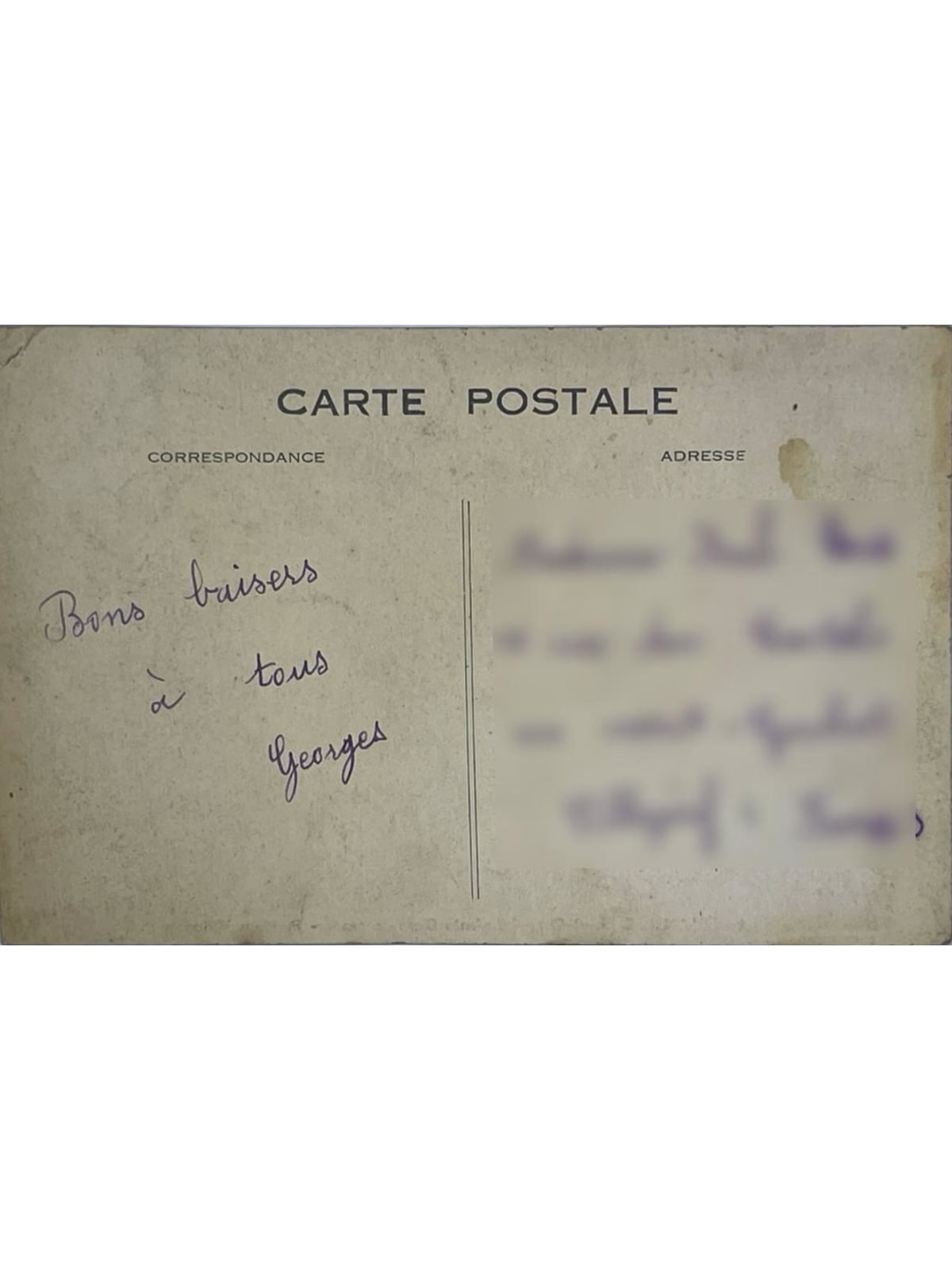 Verso de la carte postale