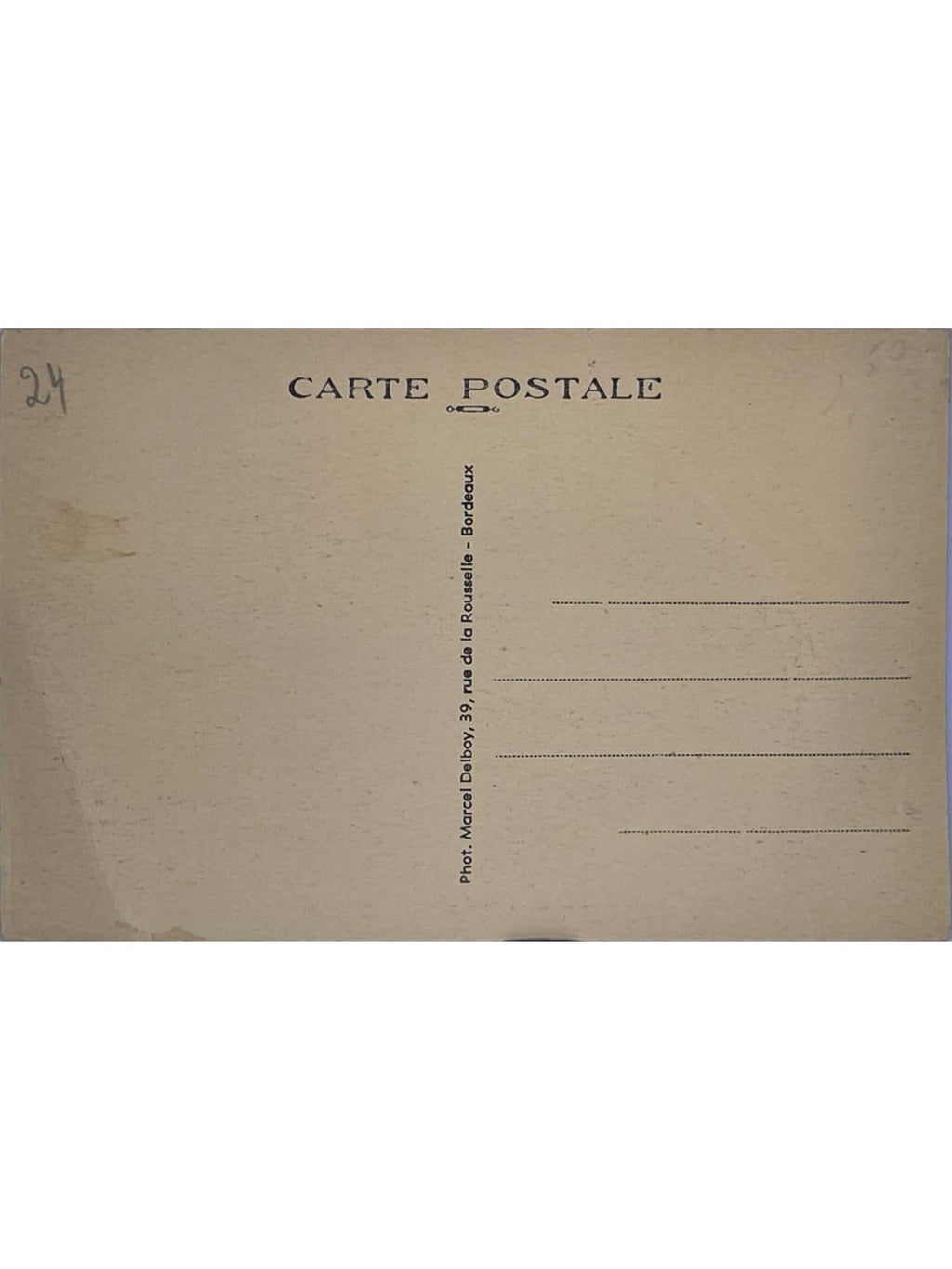 Verso de la carte postale
