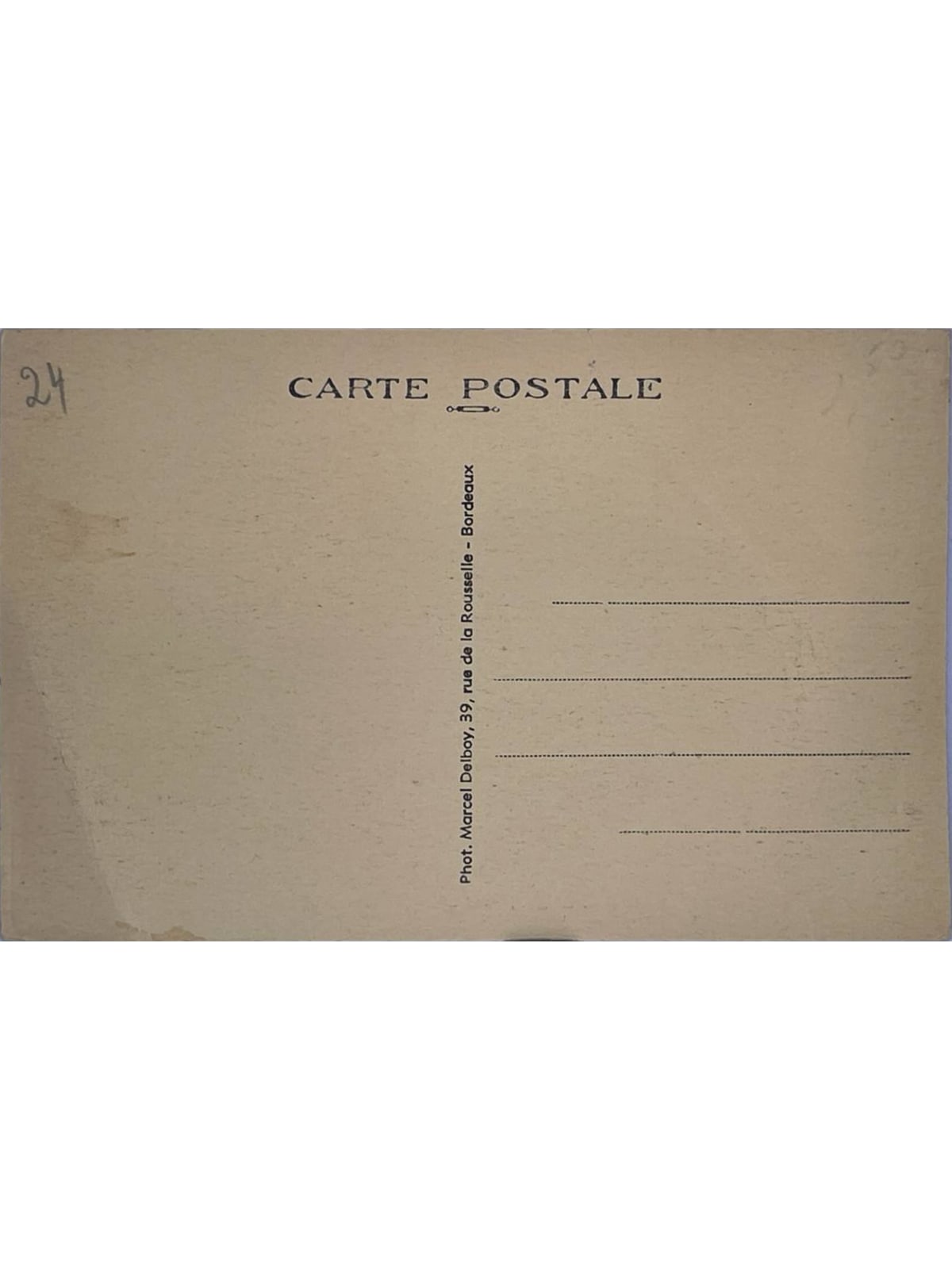 Verso de la carte postale