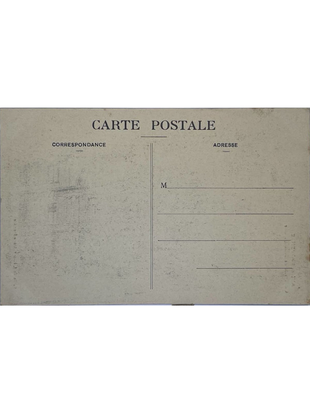 Verso de la carte postale