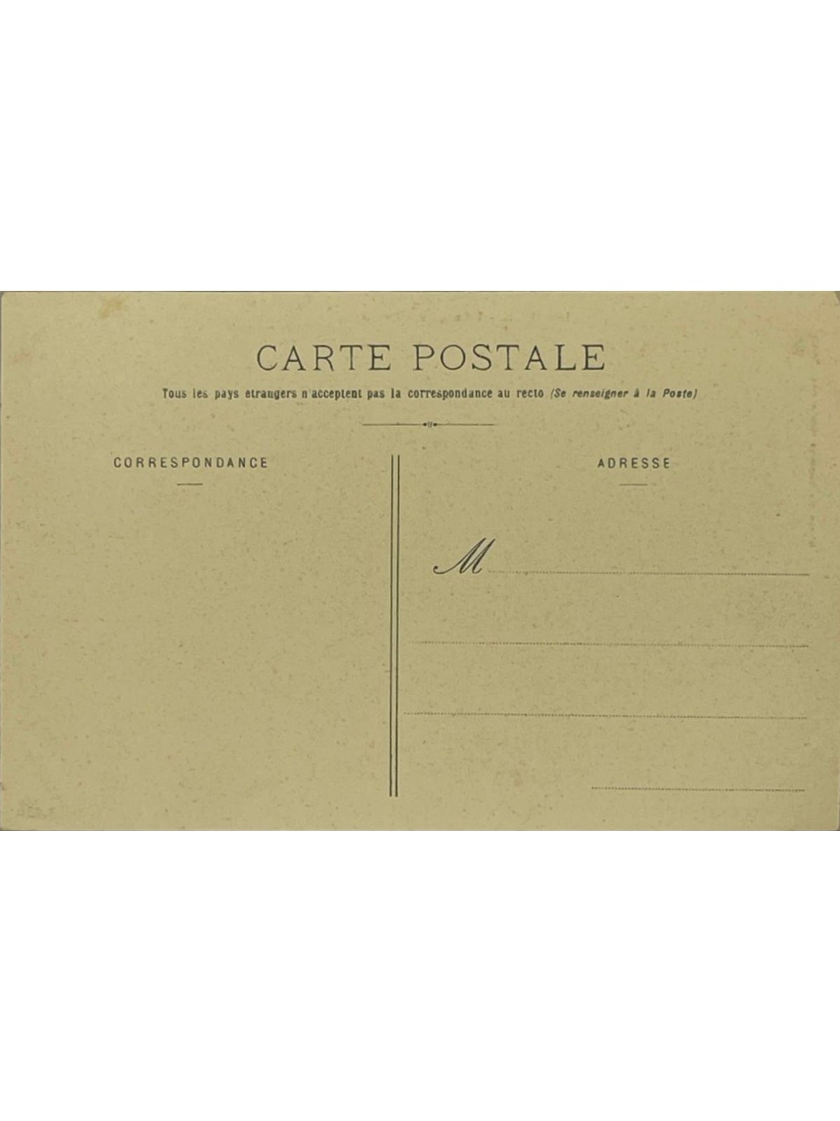 Verso de la carte postale