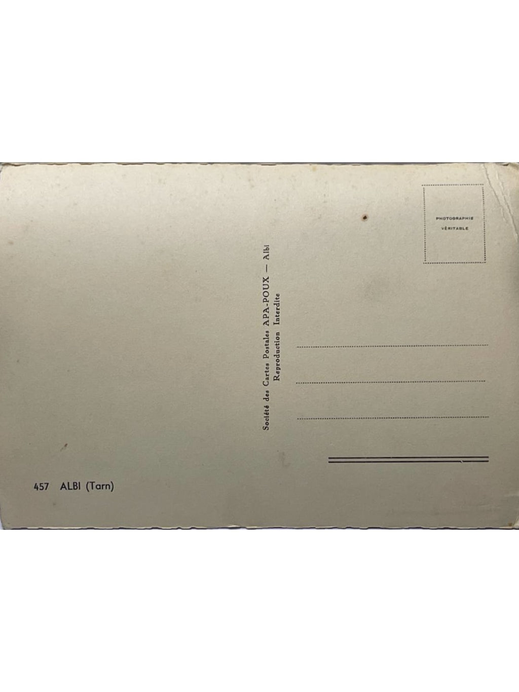 Verso de la carte postale