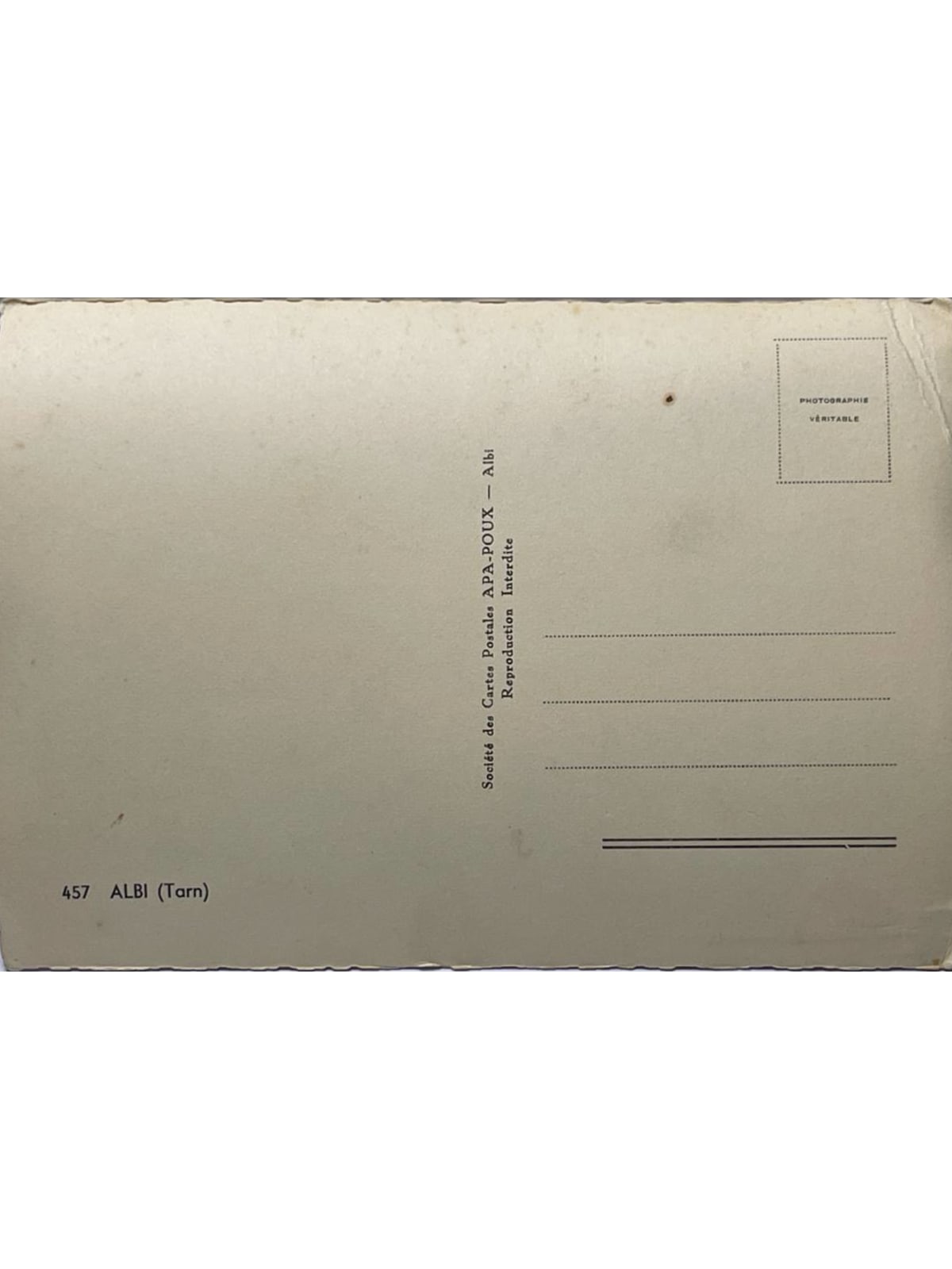 Verso de la carte postale