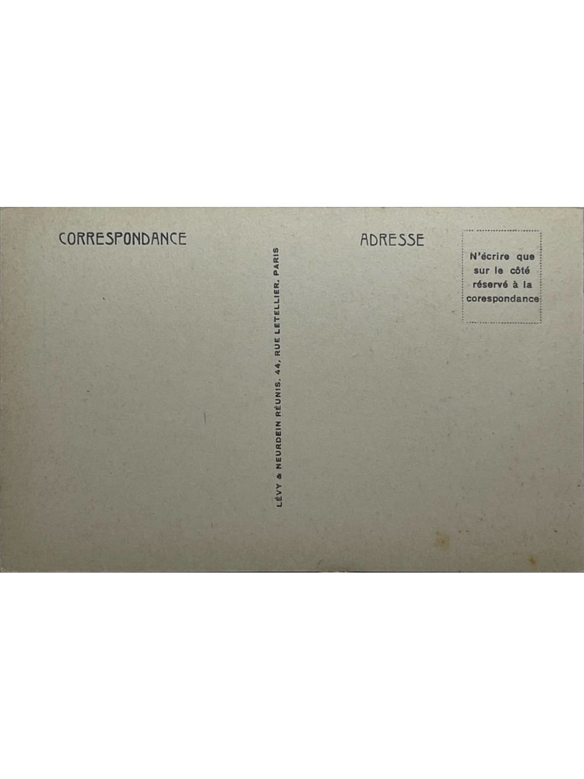 Verso de la carte postale