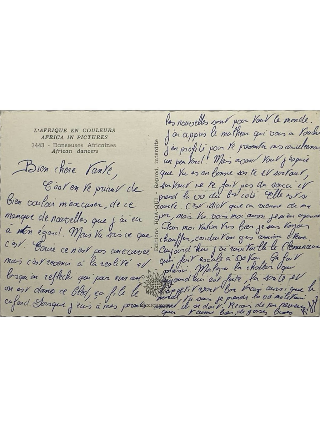 Verso de la carte postale