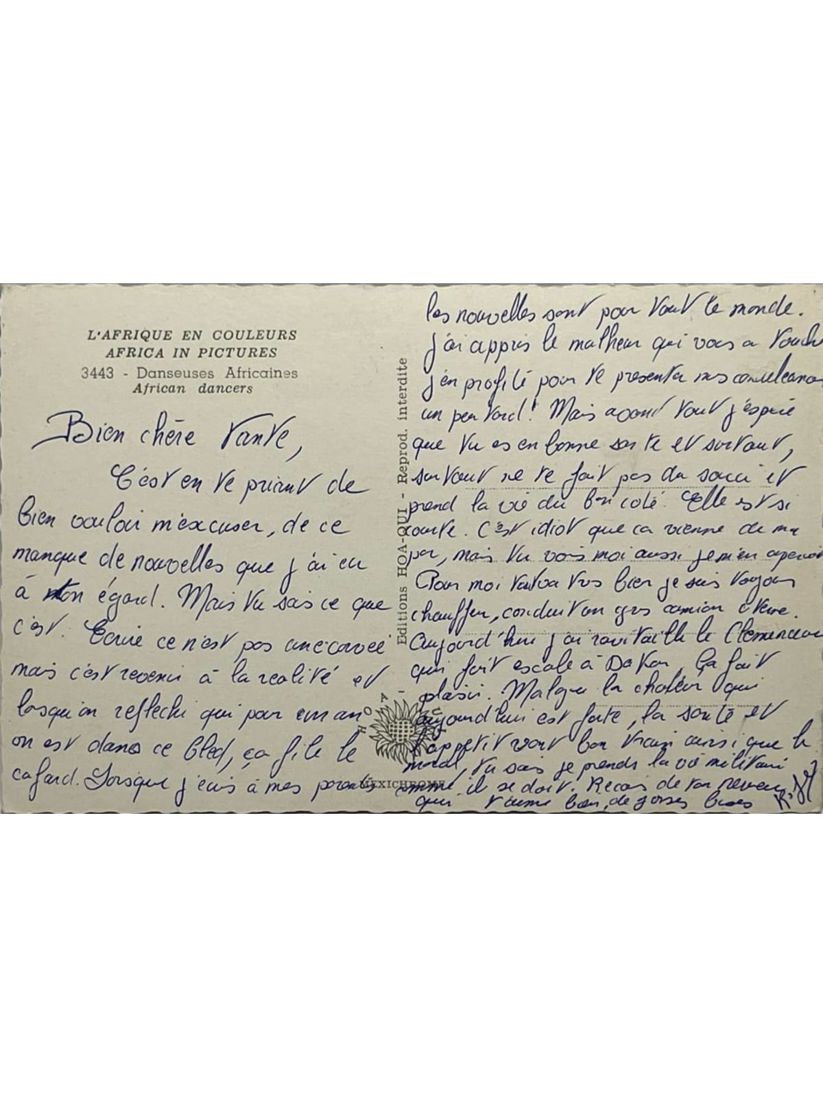 Verso de la carte postale