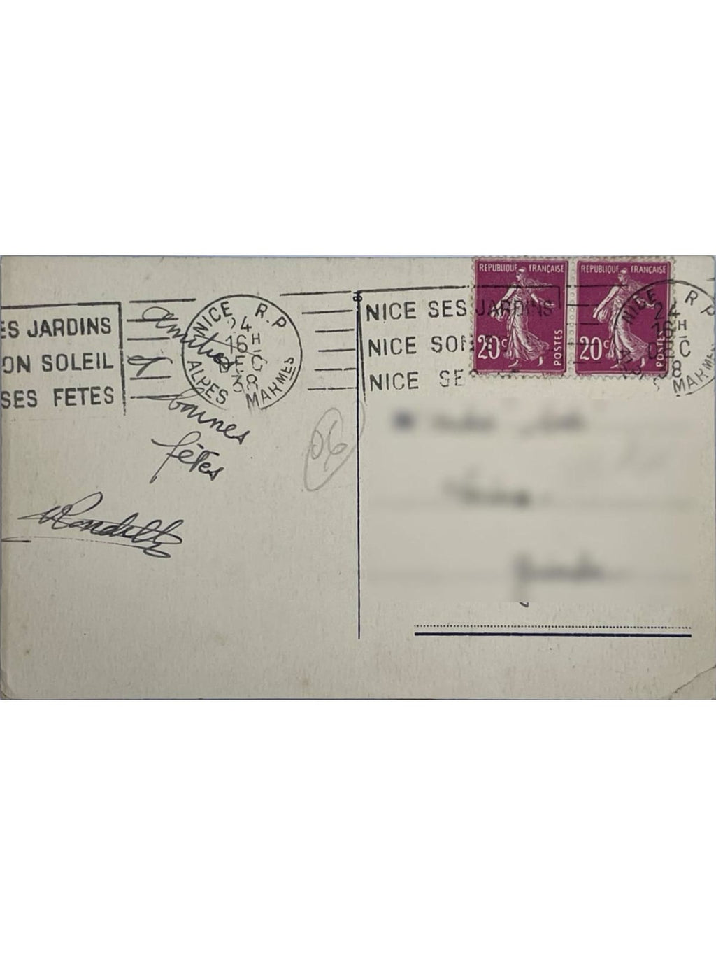 Verso de la carte postale