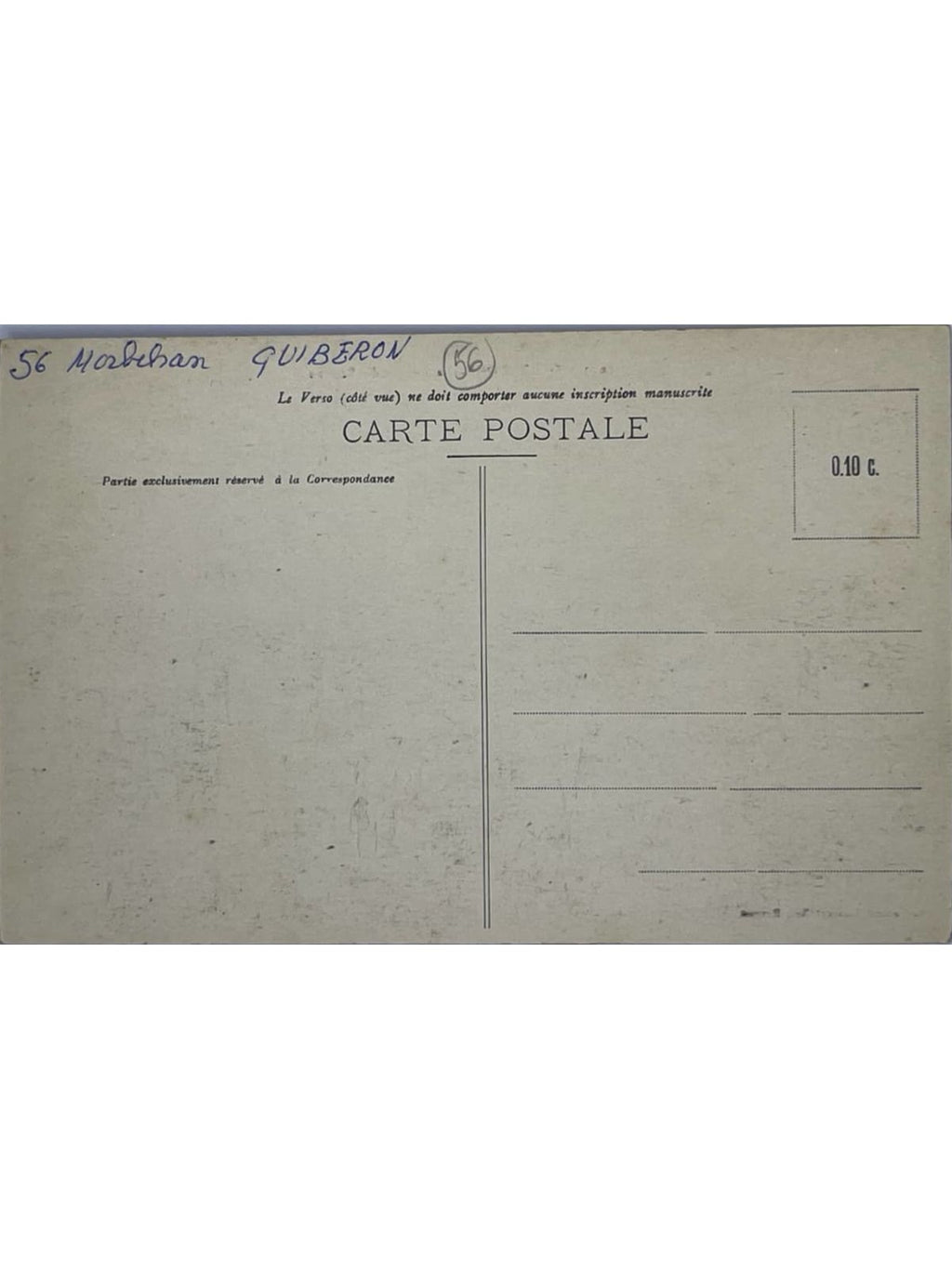 Verso de la carte postale