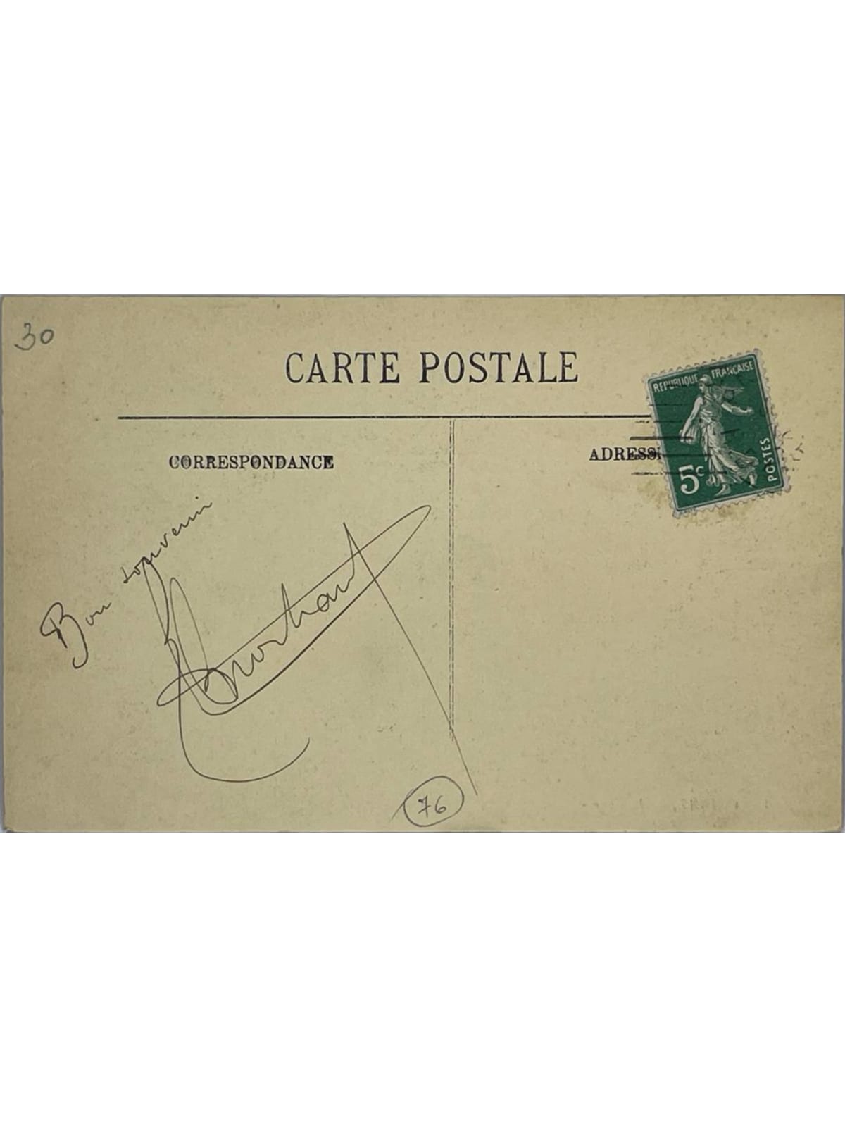 Verso de la carte postale