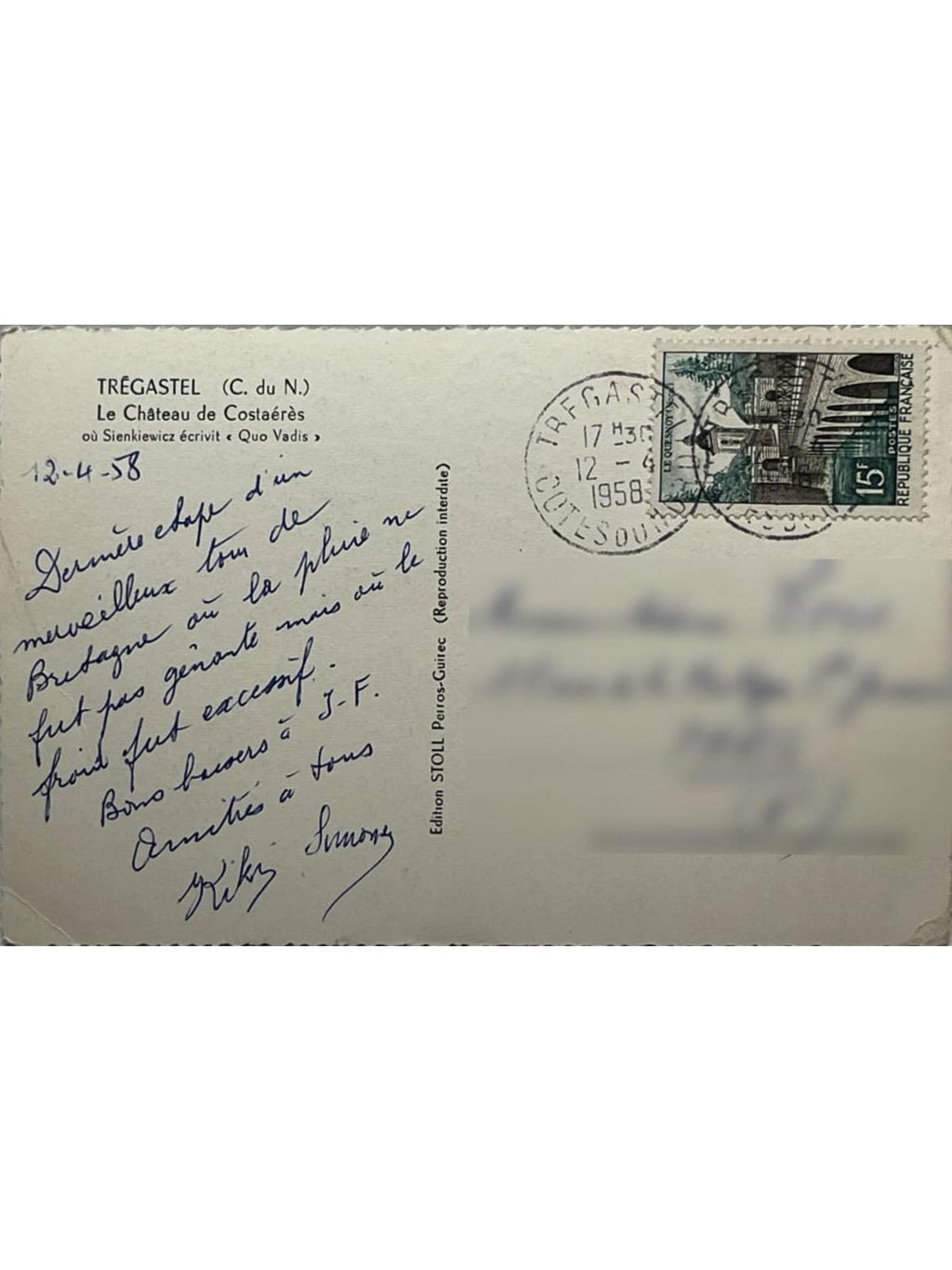 Verso de la carte postale