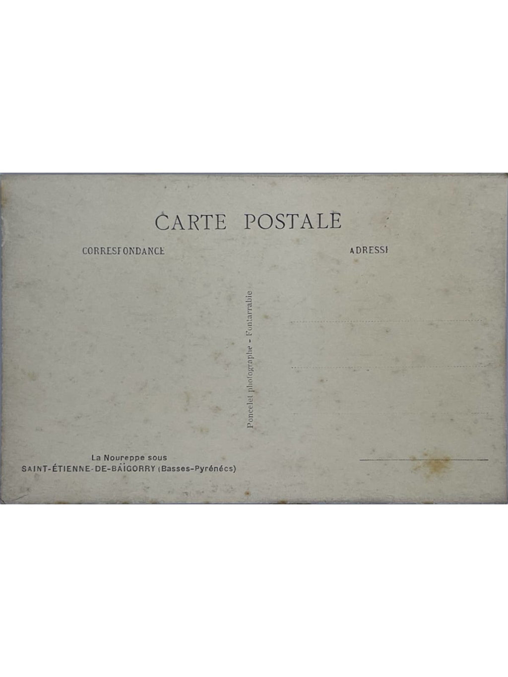 Verso de la carte postale
