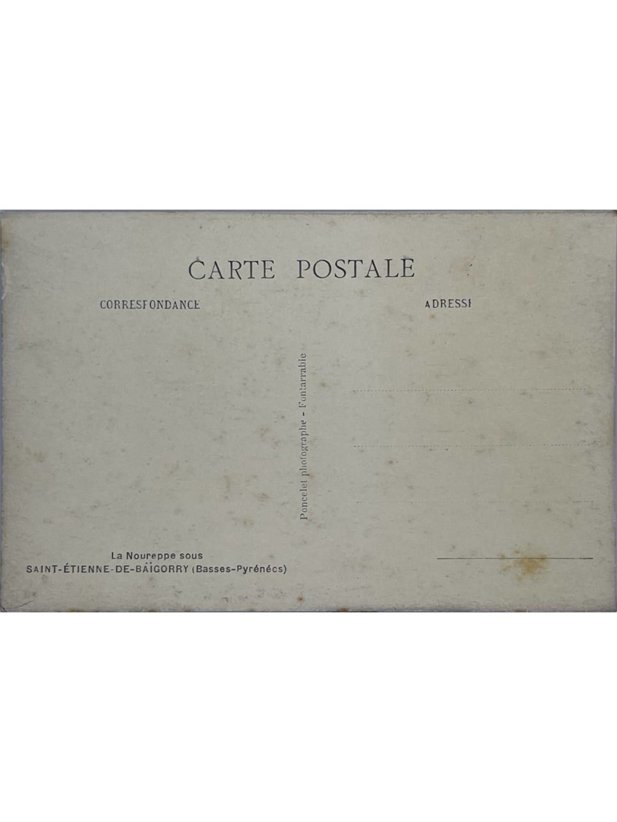 Verso de la carte postale