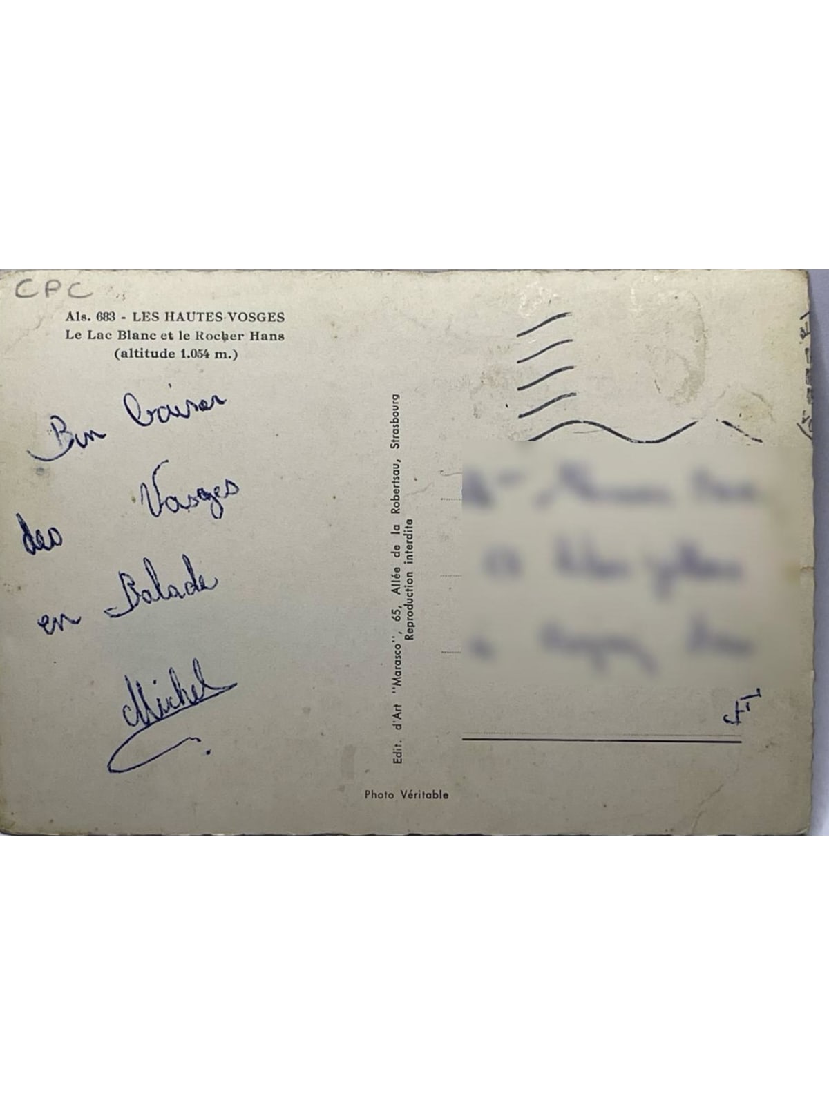 Verso de la carte postale