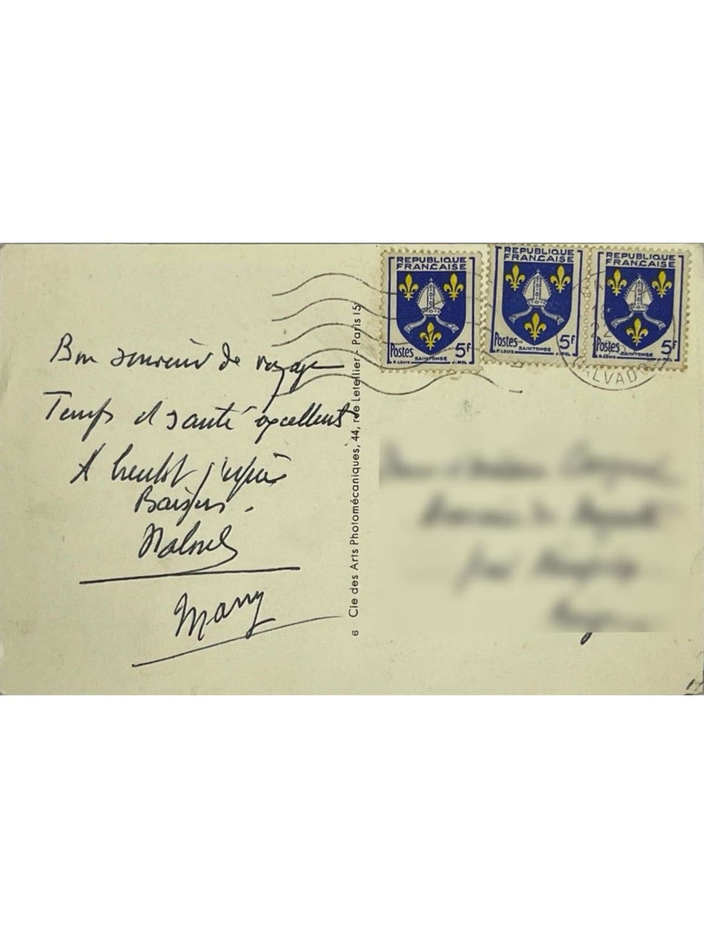 Verso de la carte postale