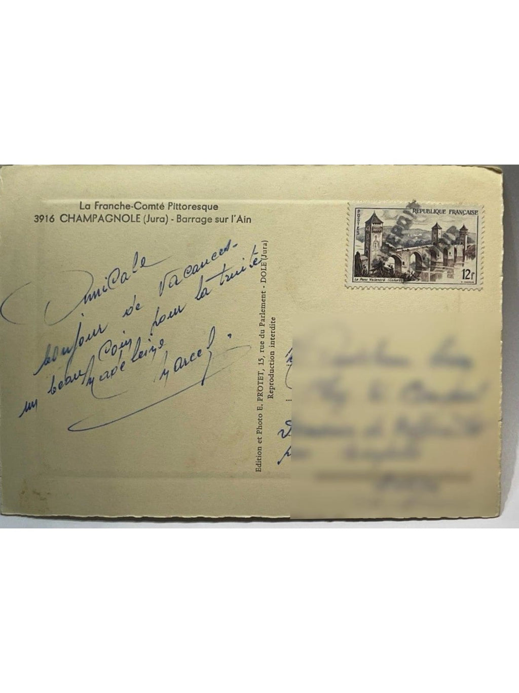 Verso de la carte postale