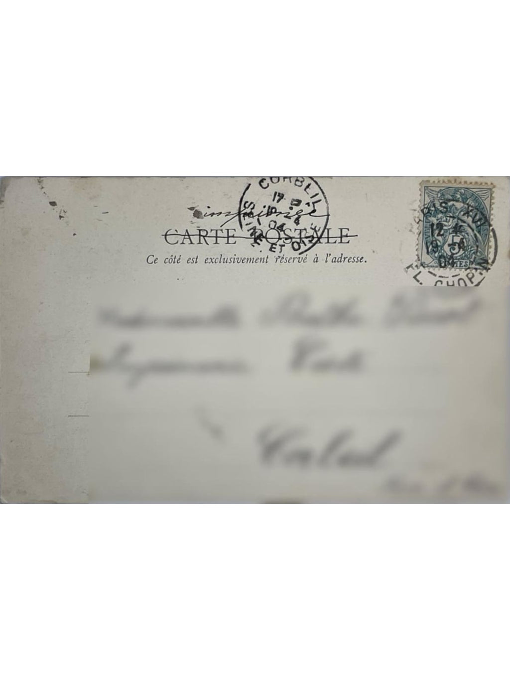 Verso de la carte postale