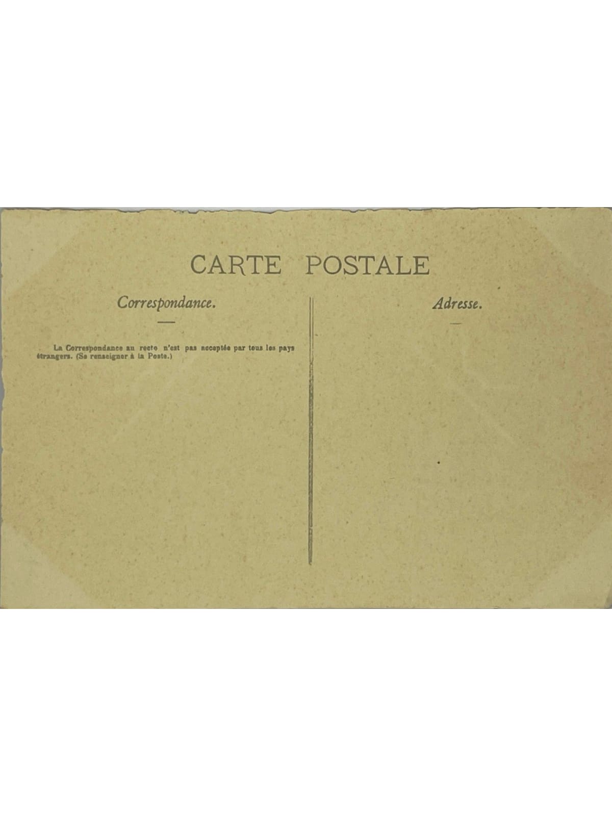 Verso de la carte postale