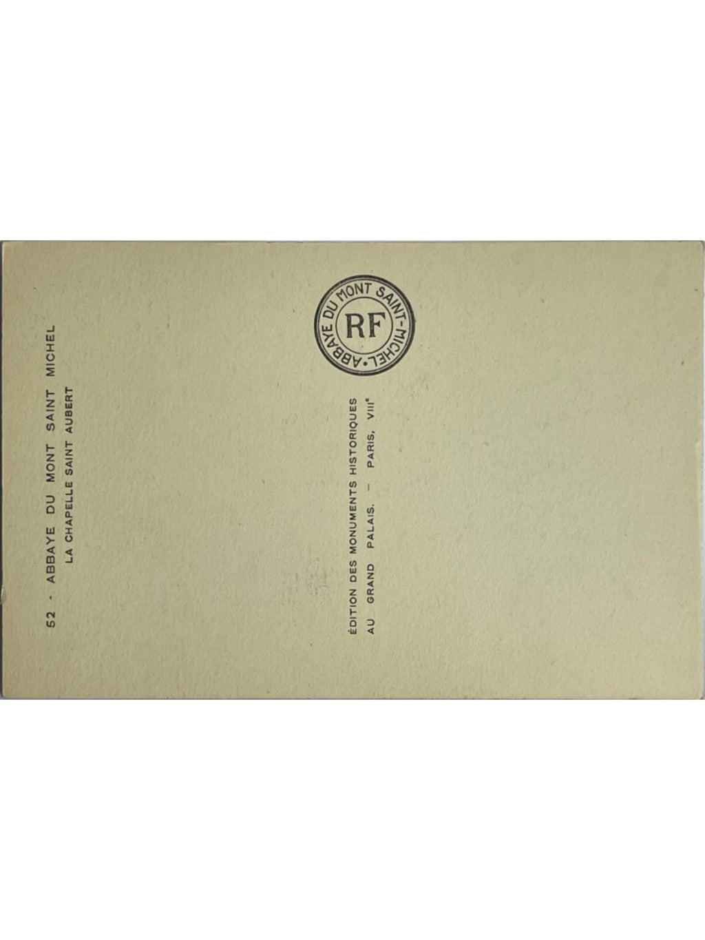 Verso de la carte postale