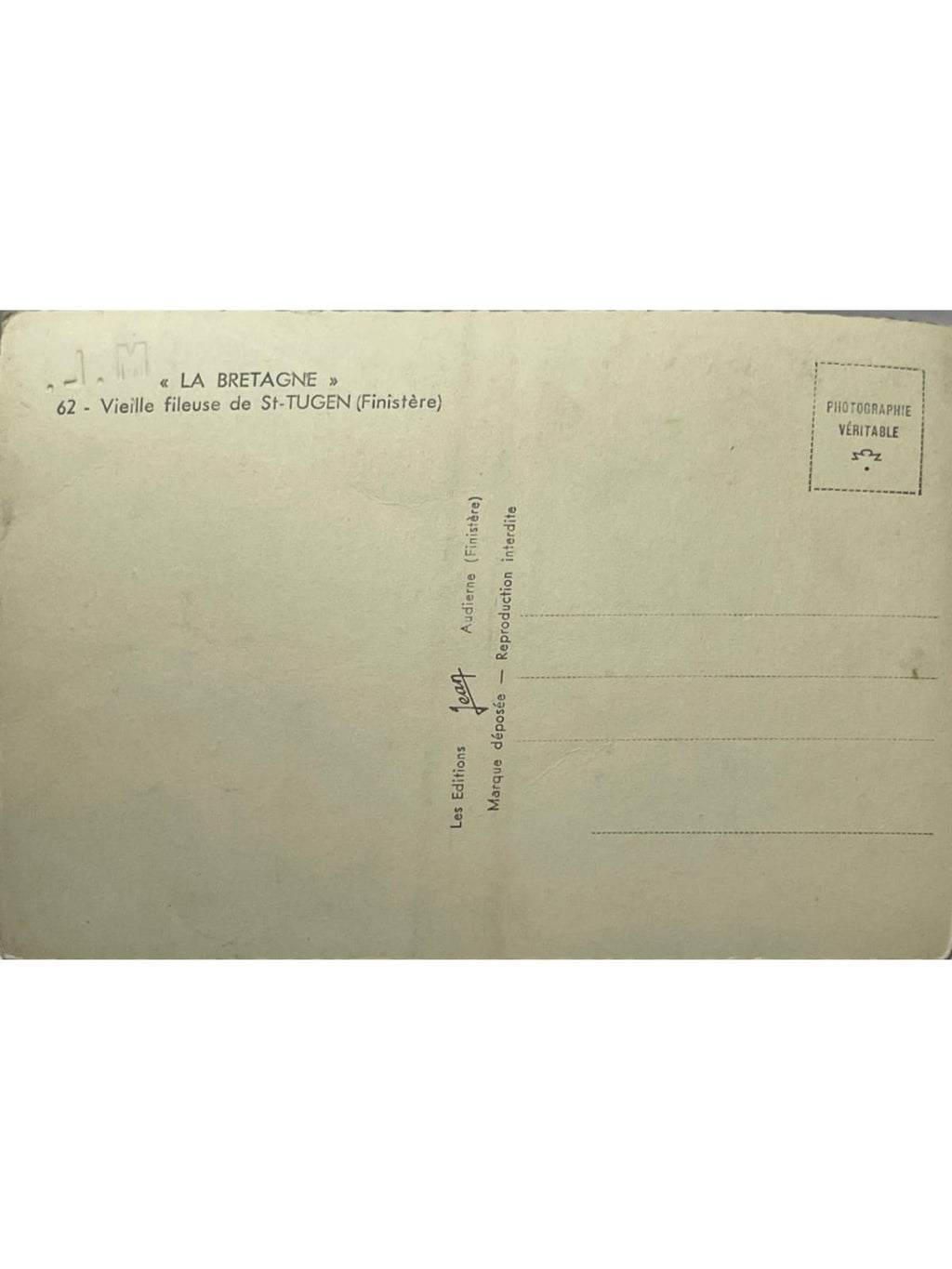 Verso de la carte postale