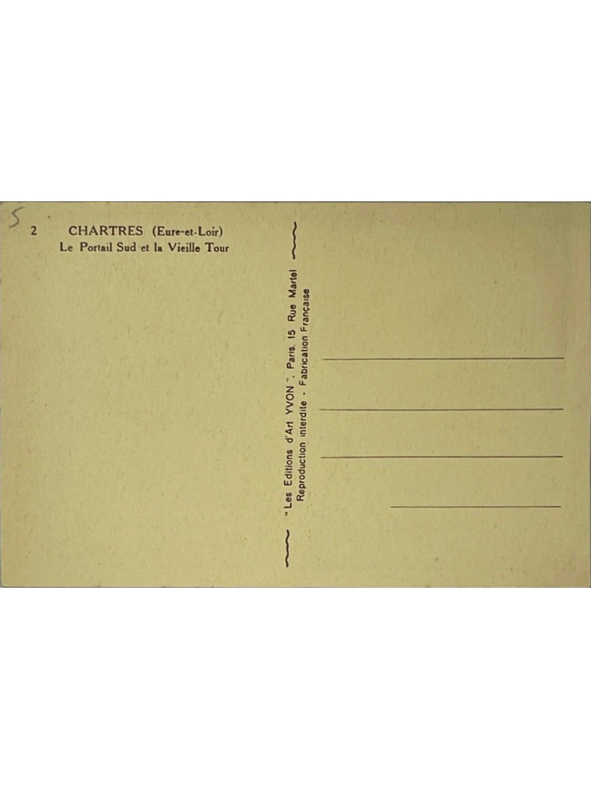 Verso de la carte postale