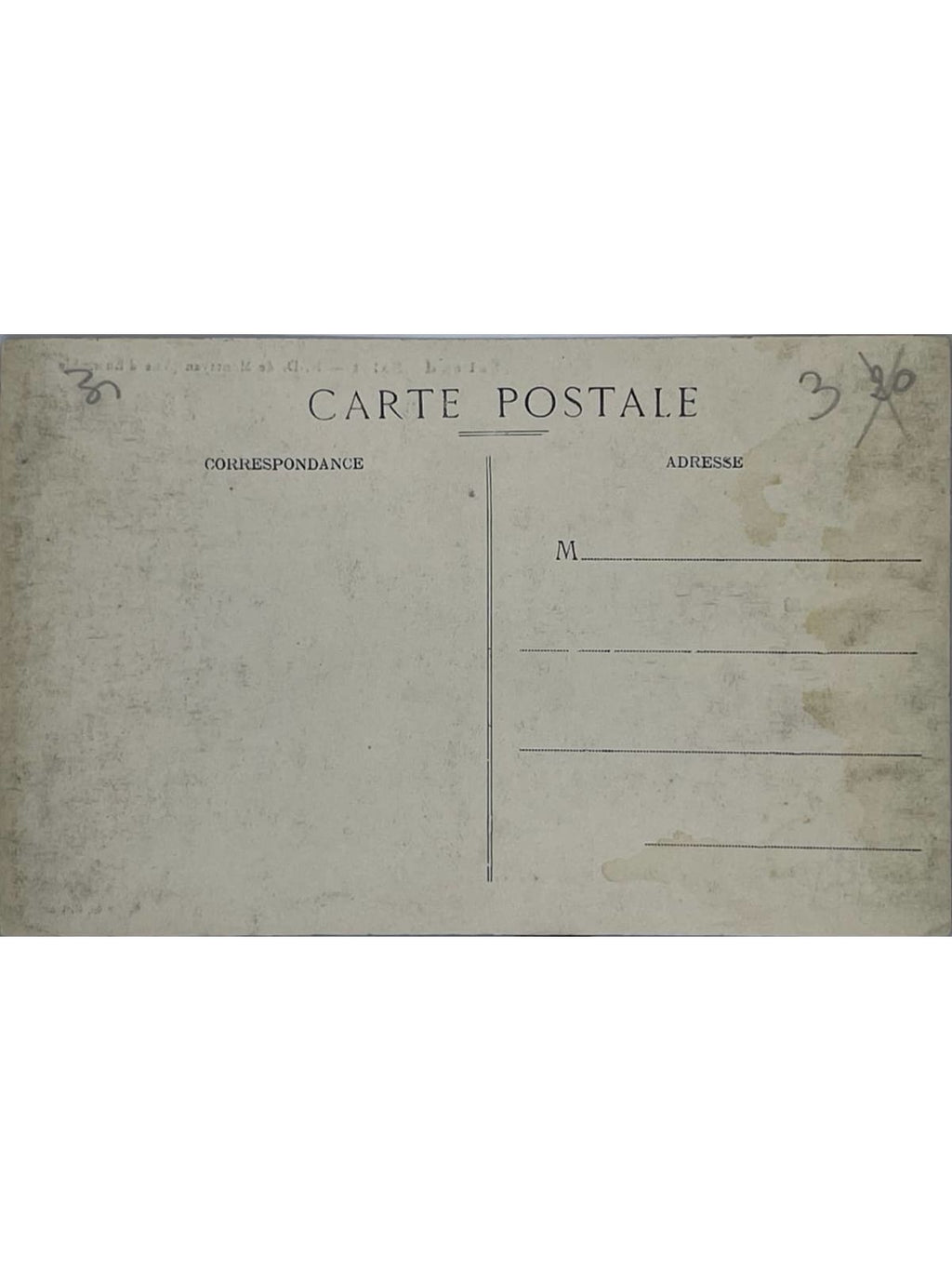 Verso de la carte postale