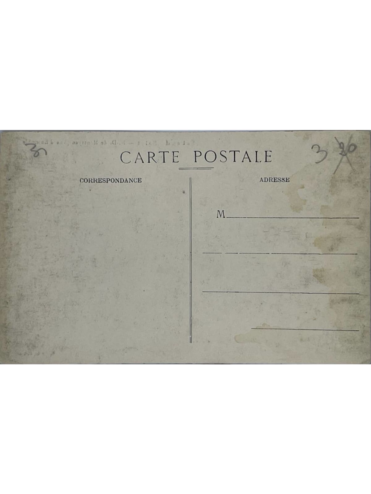 Verso de la carte postale