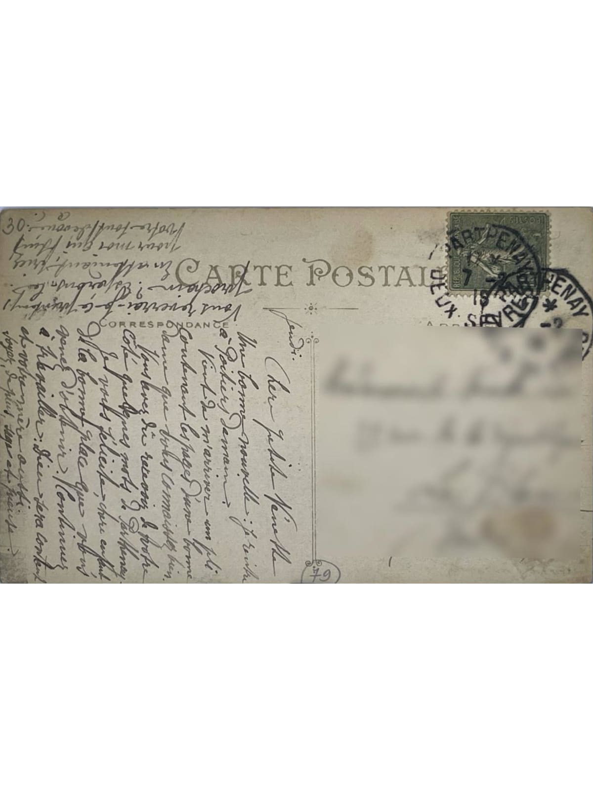 Verso de la carte postale
