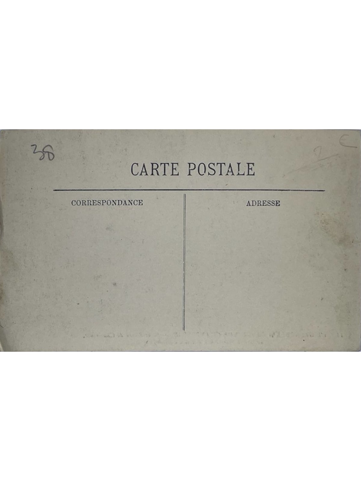 Verso de la carte postale