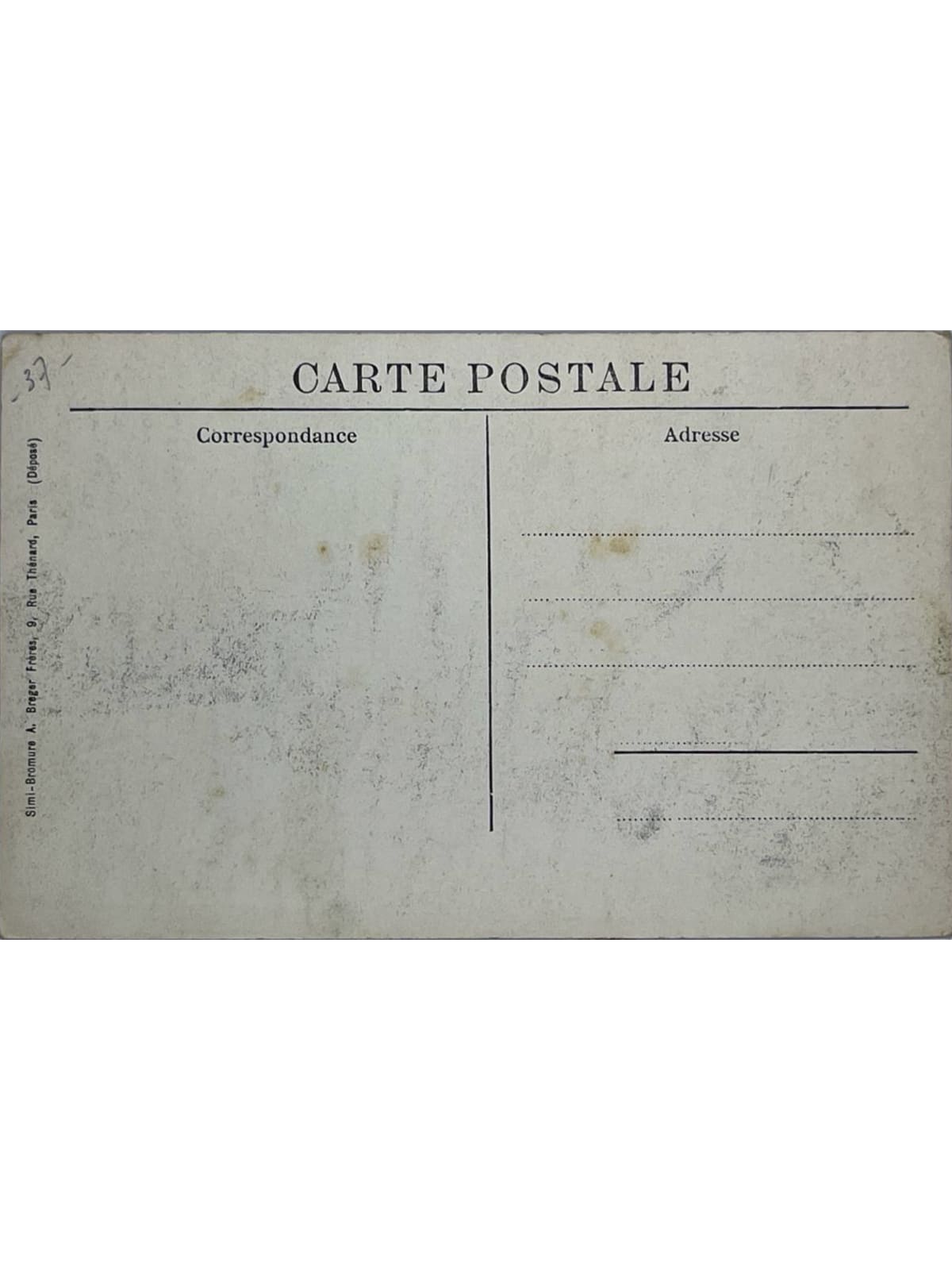 Verso de la carte postale