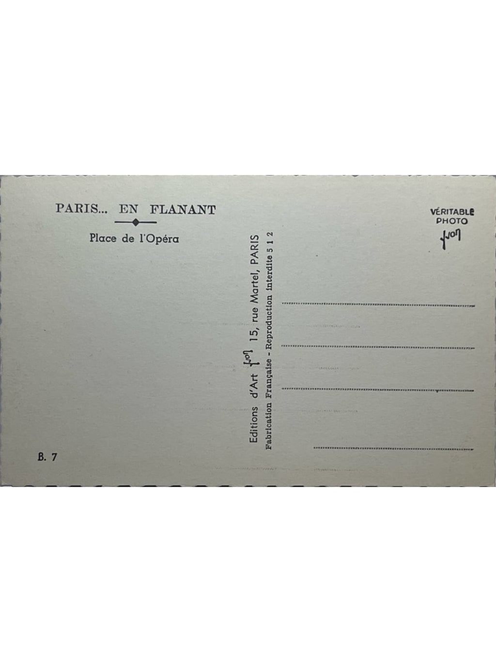Verso de la carte postale