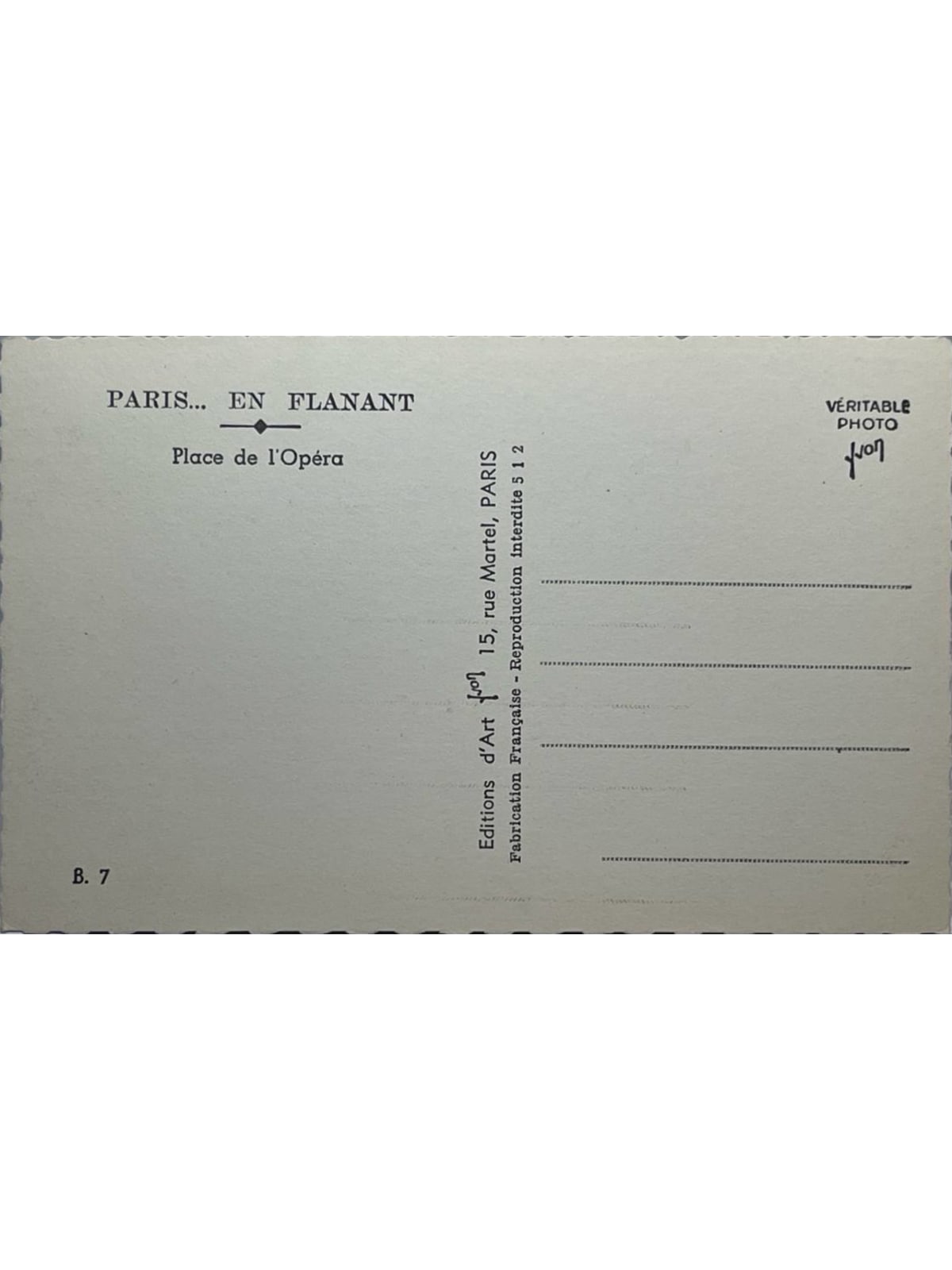 Verso de la carte postale