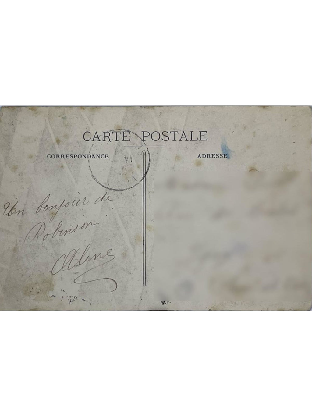 Verso de la carte postale