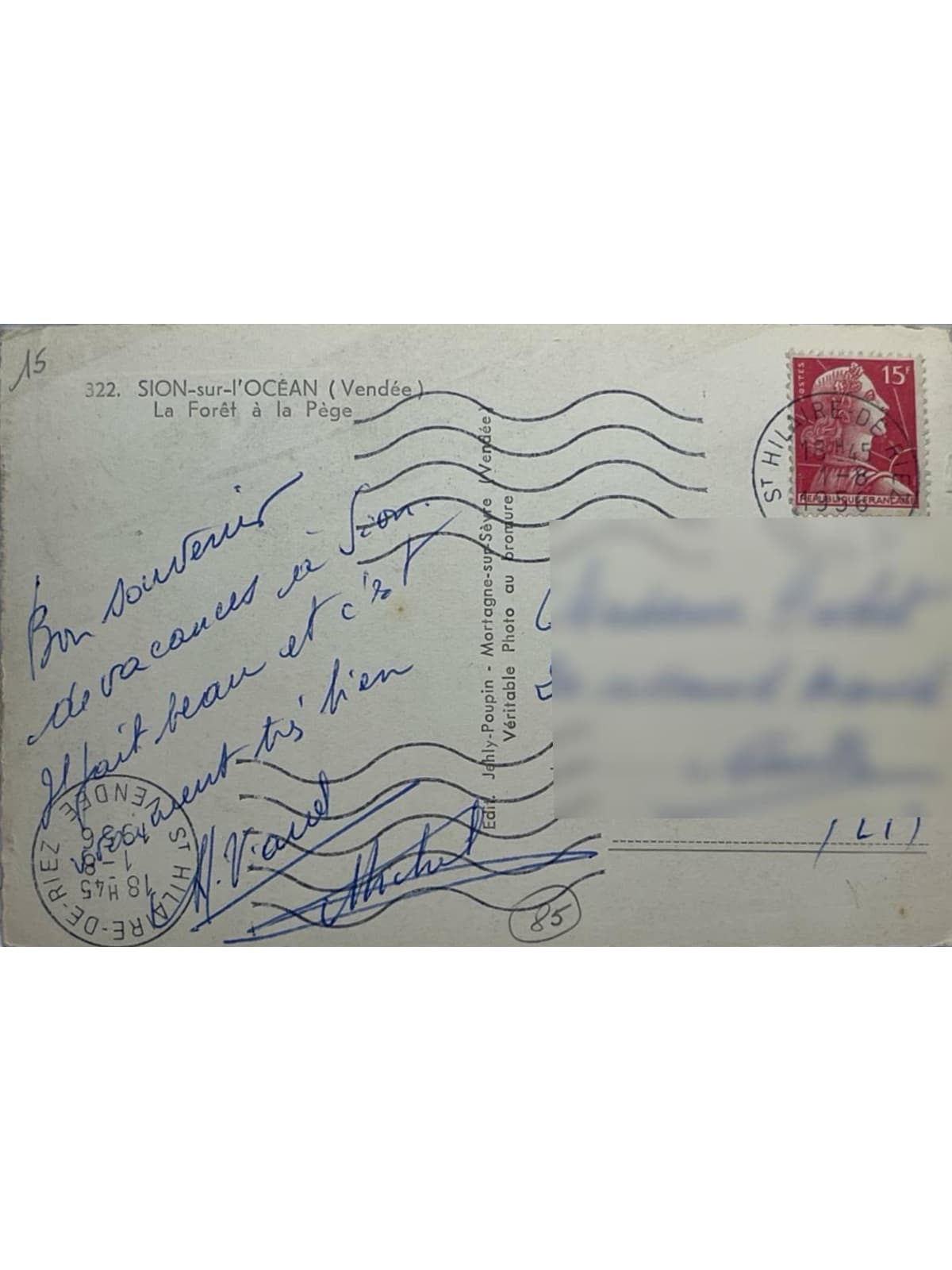 Verso de la carte postale