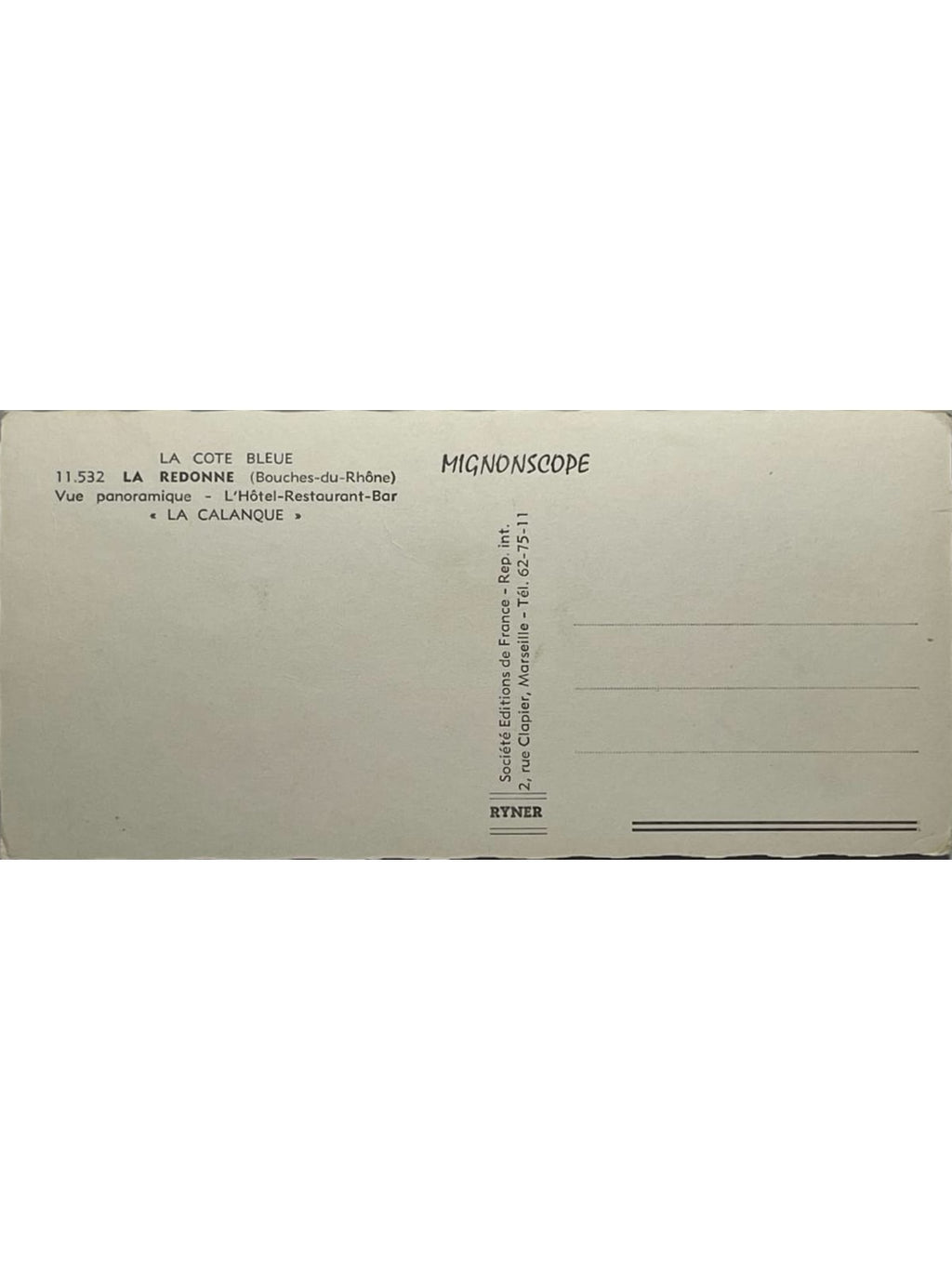 Verso de la carte postale