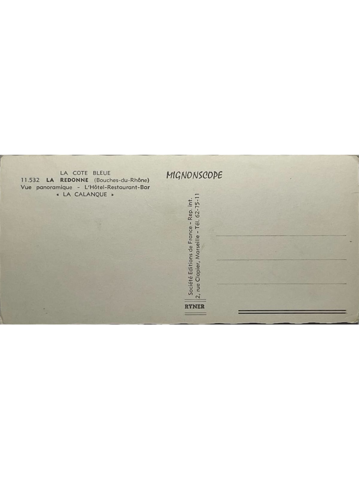 Verso de la carte postale