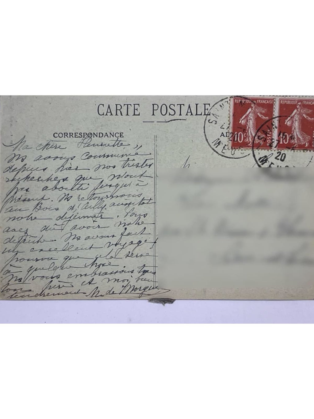 Verso de la carte postale