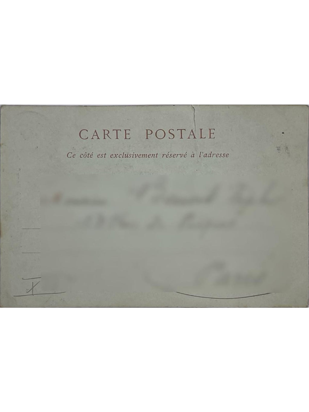 Verso de la carte postale